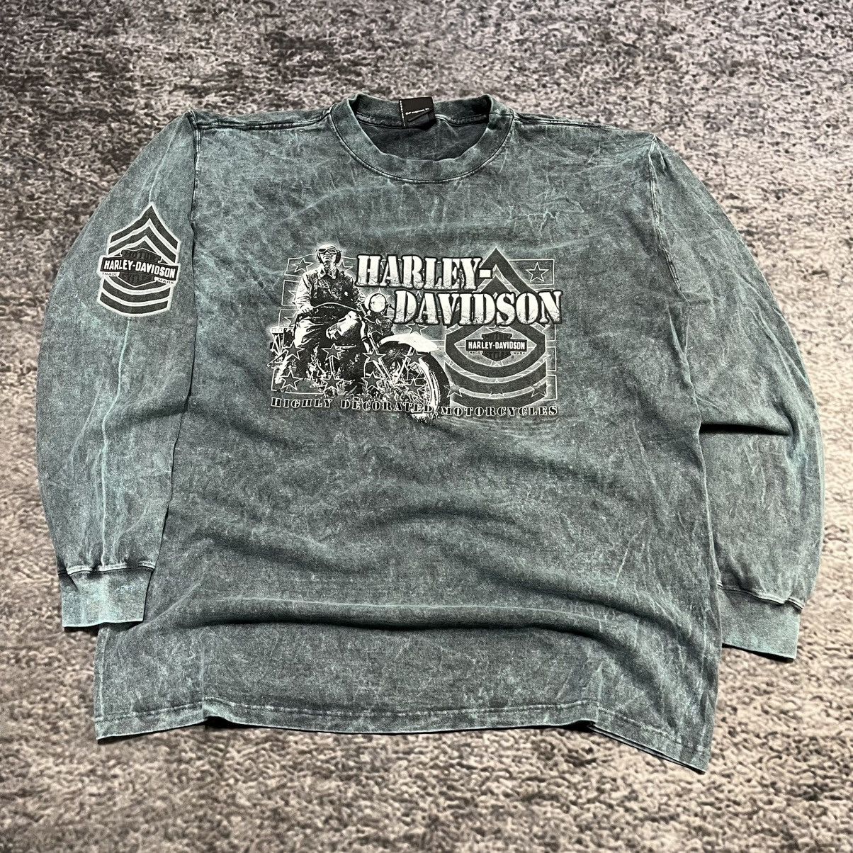 Harley Davidson Vintage Harley Davidson Biker Eagle Grunge Longsleeve Shirt Size US L / EU 52-54 / 3 - 3 Thumbnail