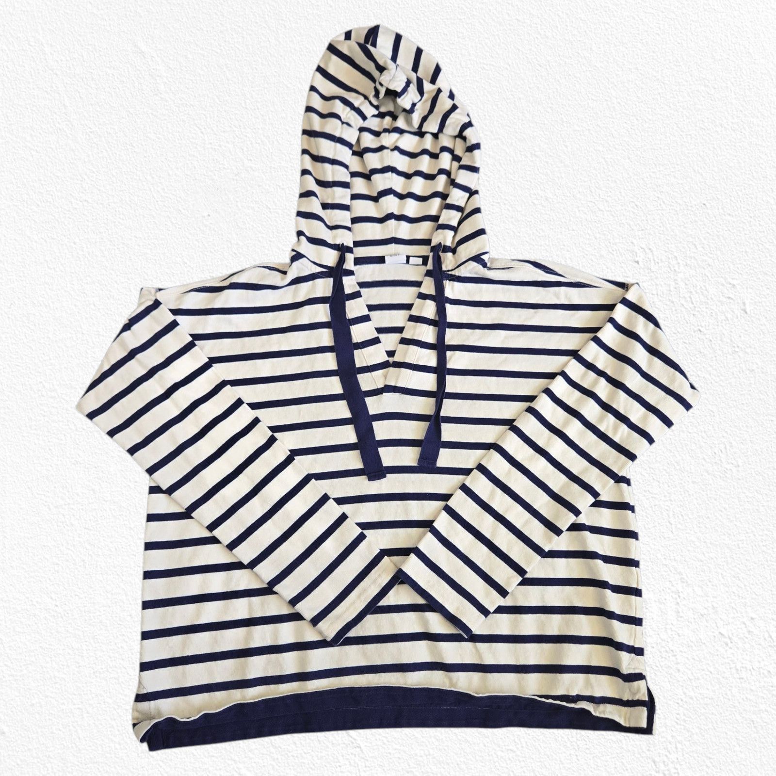 Gap GAP Navy White Striped V-Neck Hoodie Size XS Size XS / US 0-2 / IT 36-38 - 2 Thumbnail
