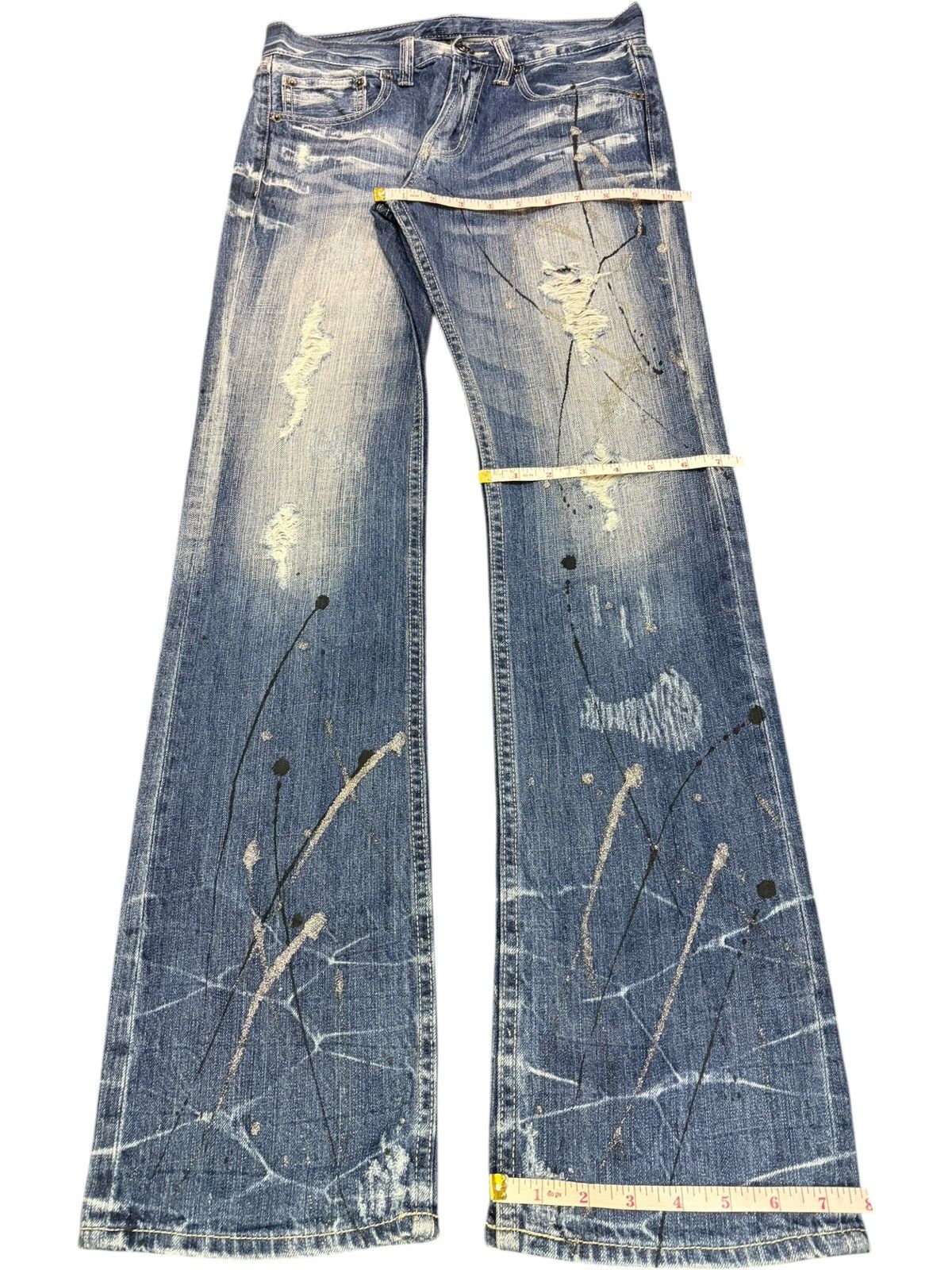 Tornado Mart Vintage Japanese Brand Paint Distress Flare Jeans Size US 29 - 8 Thumbnail