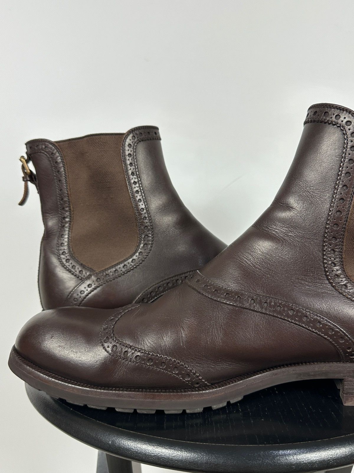 Louis Vuitton Louis Vuitton Brown Leather Chelsea Wingtip Brogue Boots Size US 12 / EU 45 - 18 Thumbnail