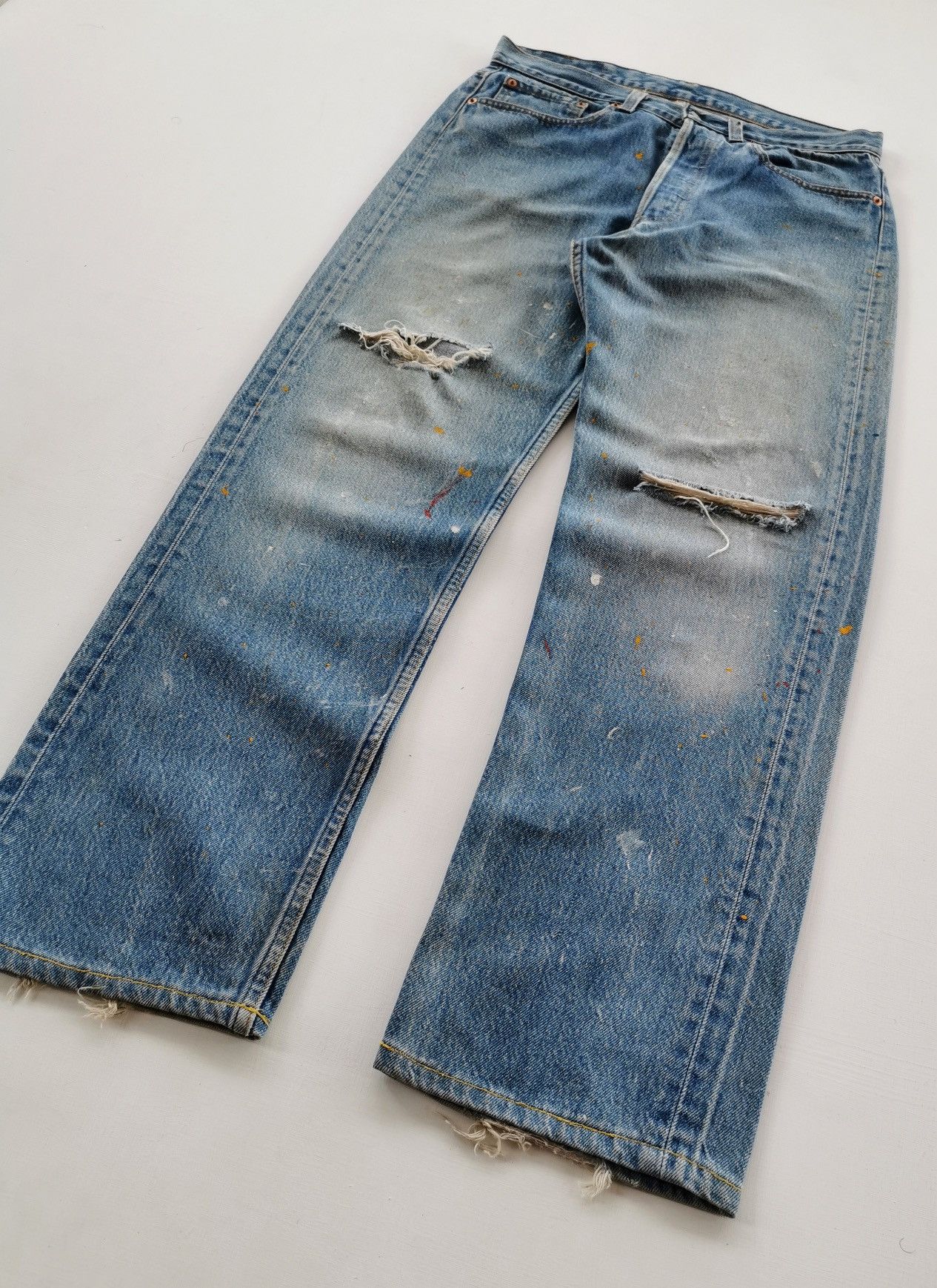 Levi's 90s Vintage Levis 501 Paint Splash Distressed Jeans Size US 32 / EU 48 - 3 Thumbnail