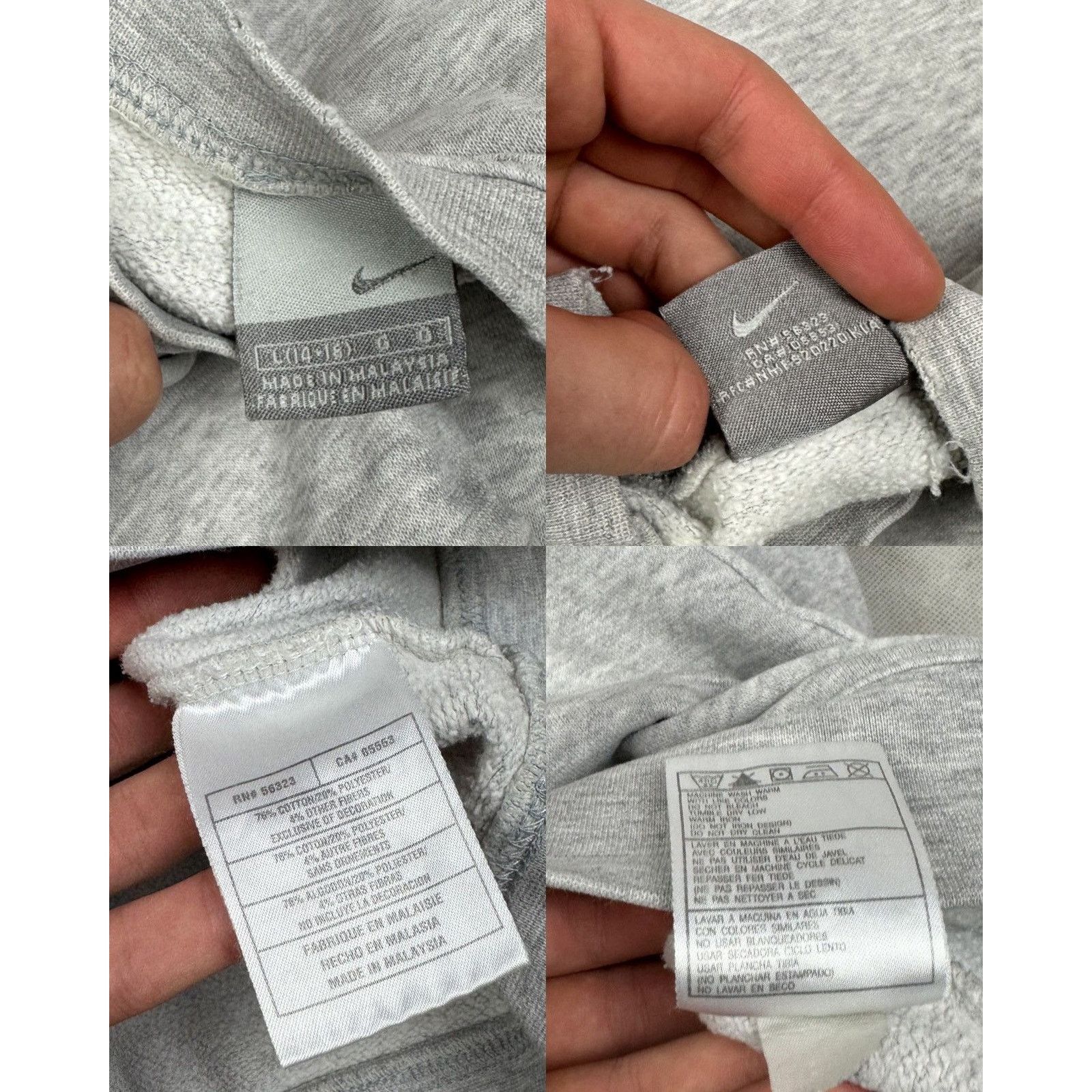 Japanese Brand × Nike Nike Women's Gray Cotton Fleece Lined Pullover Sweatshirt L Size L / US 10 / IT 46 - 2 Thumbnail