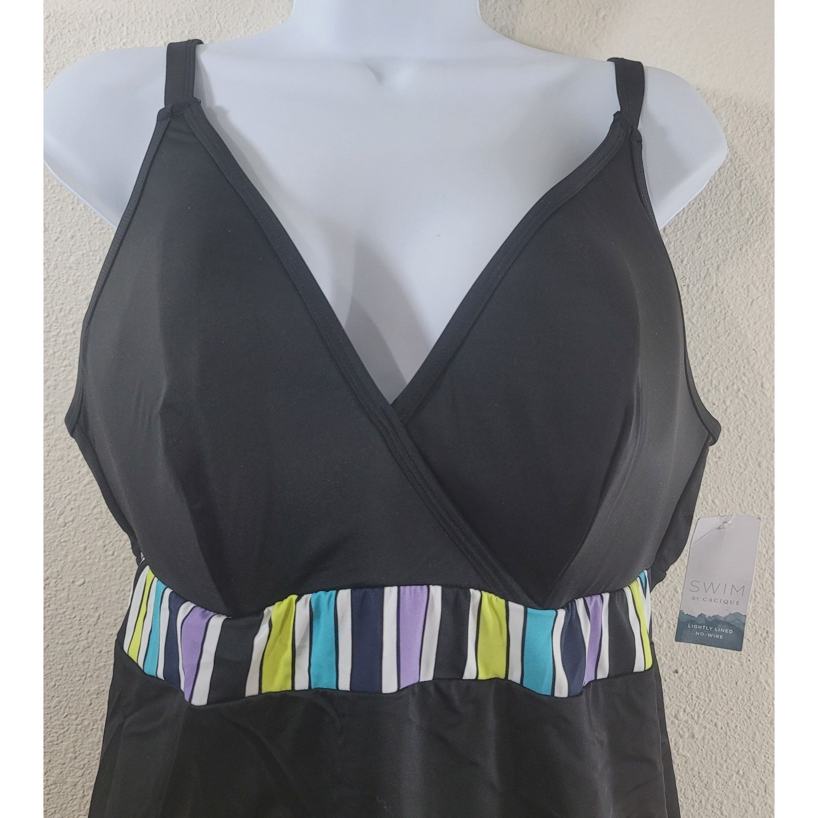 Other Cacique Black Multicolor Tankini Double V Swim Top 14 NWT Size ONE SIZE - 6 Thumbnail