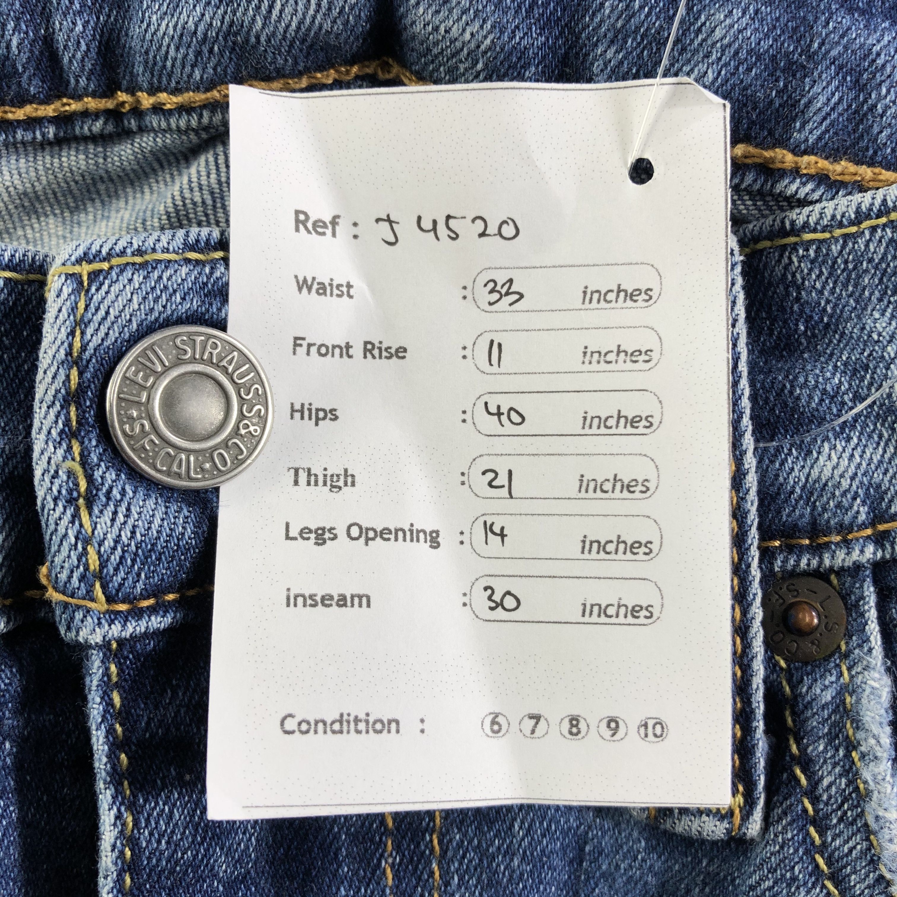 Levi's Vintage Blue Wash Levis 513 Jeans-J4520 Size US 33 - 12 Thumbnail