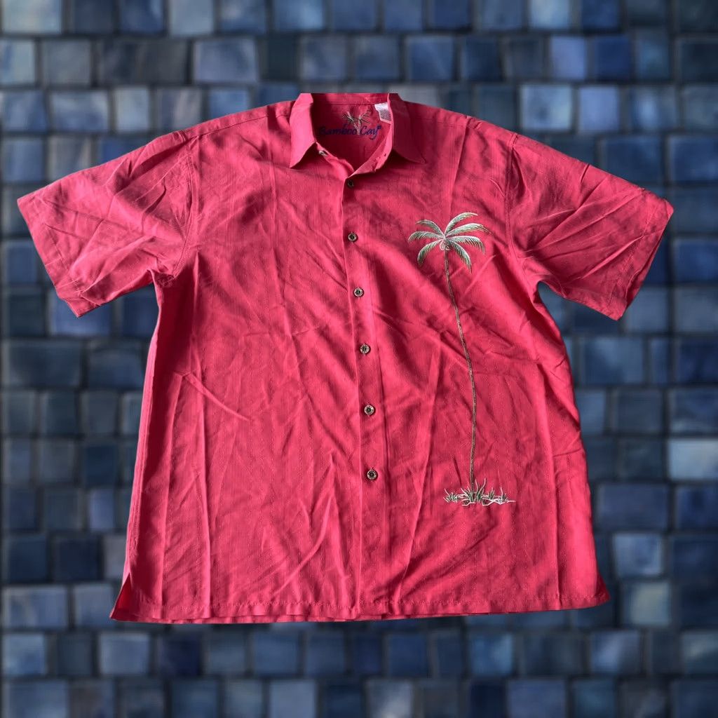 Vintage VINTAGE Bamboo Cay Shirt Mens Medium Relaxed Red Embroidered Palm Tree Hawaiian 90s Size US M / EU 48-50 / 2 - 1 Thumbnail