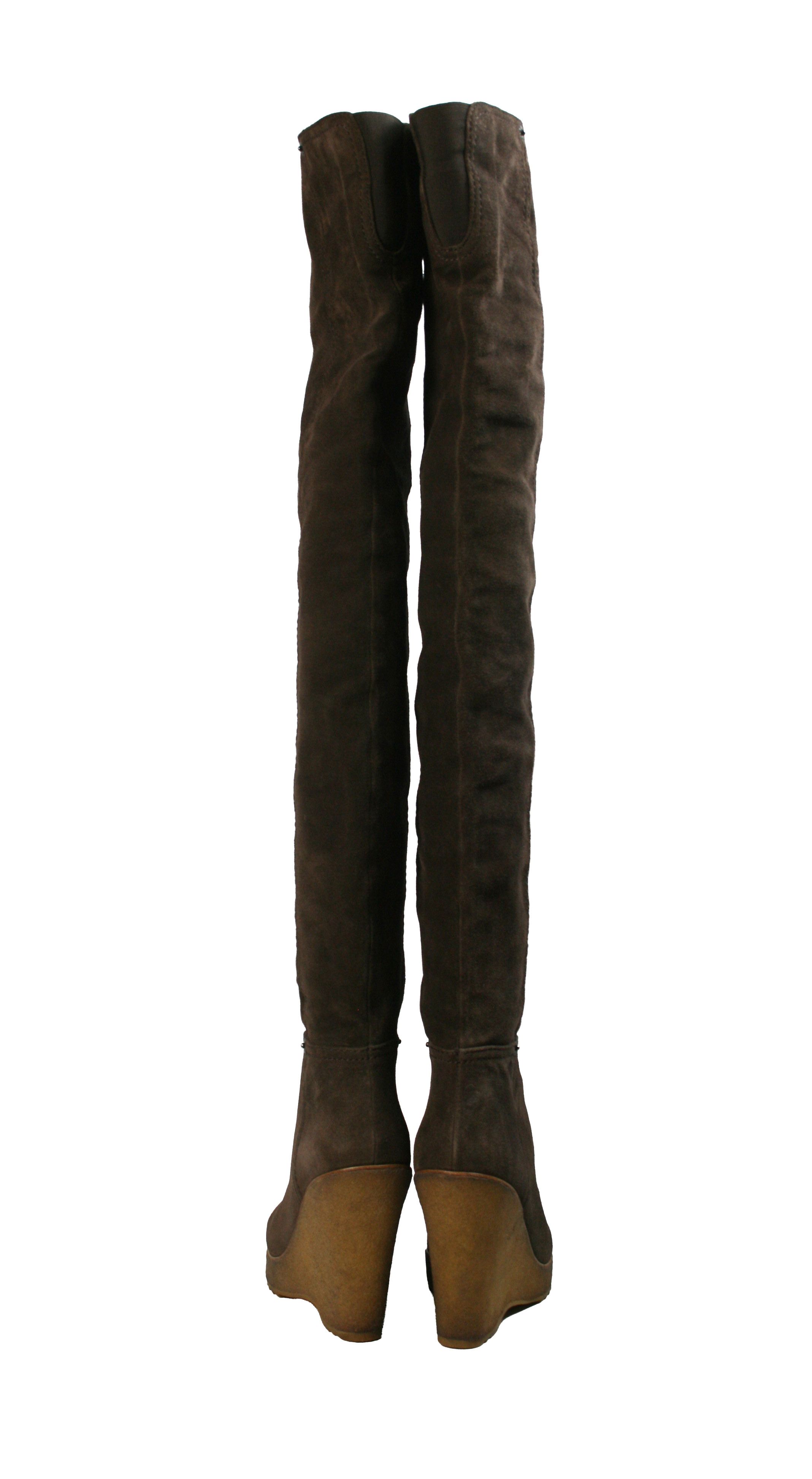 Prada 2014 Wedge Suede Overknees Boots Size US 8 / IT 38 - 12 Thumbnail