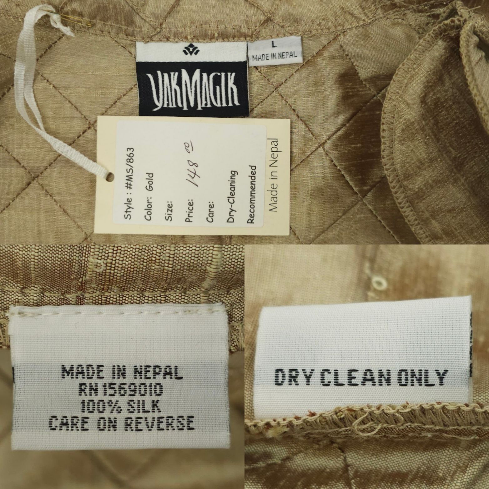 Other Yak Magik Jacket L Gold Metallic Vtg Diamond Pintuck Quilted Size L / US 10 / IT 46 - 8 Thumbnail