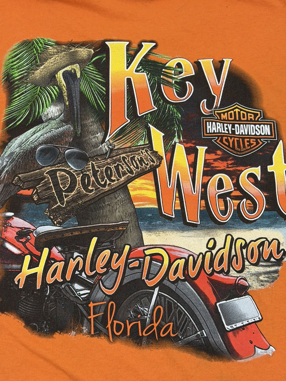 Harley Davidson Vintage Harley Davidson Keywest Chapter Orange Pocket Tee L Size US L / EU 52-54 / 3 - 10 Thumbnail