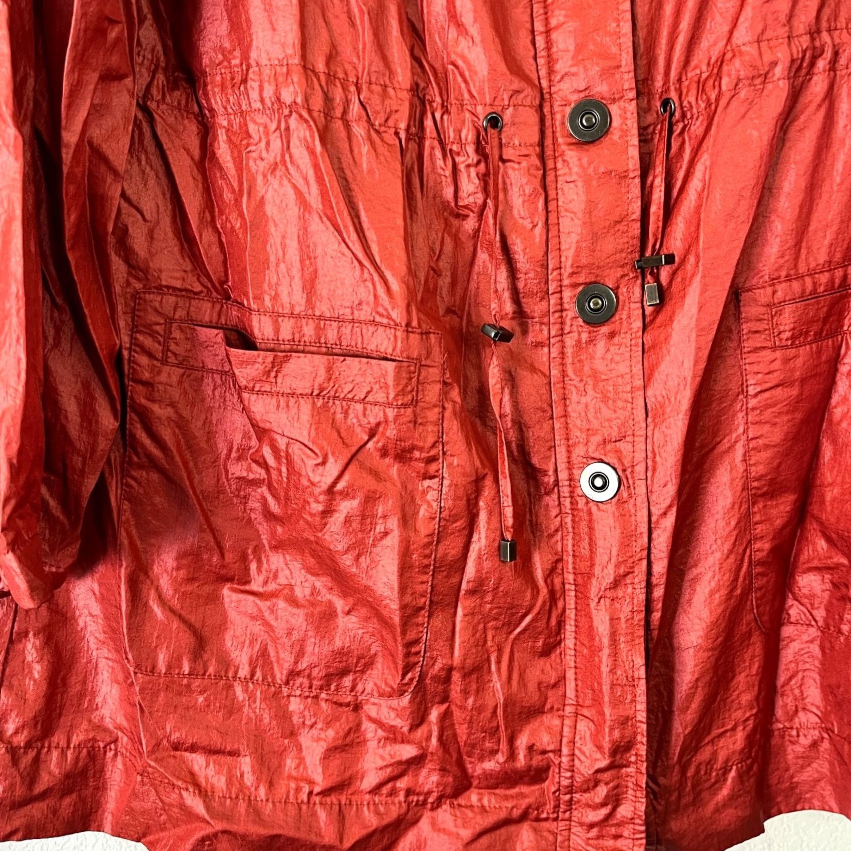 Vintage Chico's Zenergy Womens Windbreaker Jacket Coat Drawstring Orange Large 2 Nylon Zip Full Zip Lightweight Pockets Size XS / US 0-2 / IT 36-38 - 3 Thumbnail