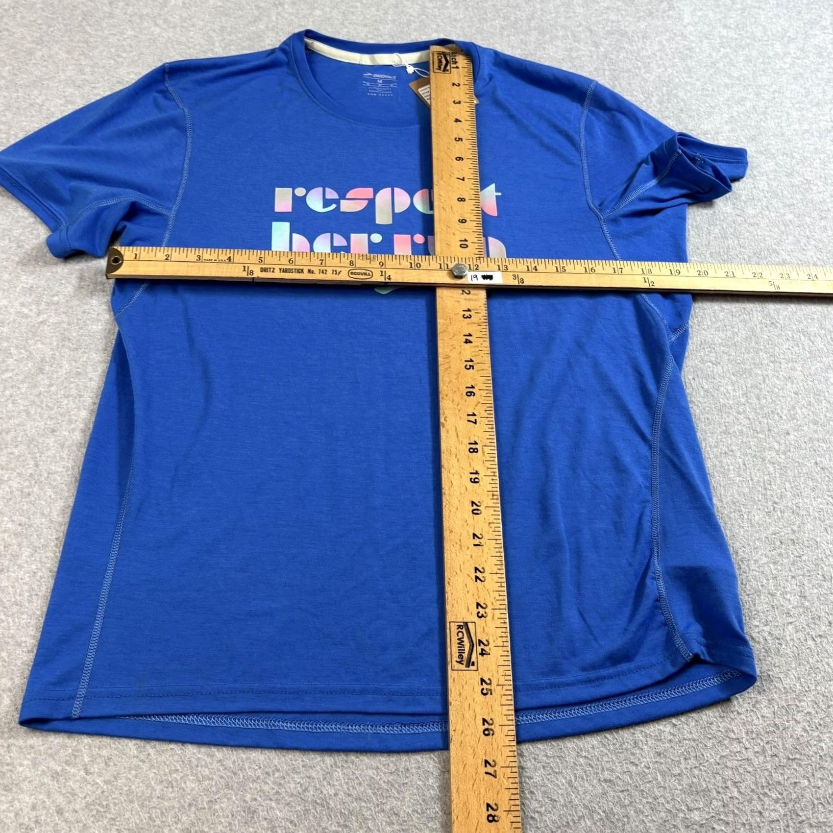 Brooks Brooks Distance Shirt Woman M Graphic Short Sleeve Blue Respect Her Run Gym Hike Size M / US 6-8 / IT 42-44 - 6 Thumbnail