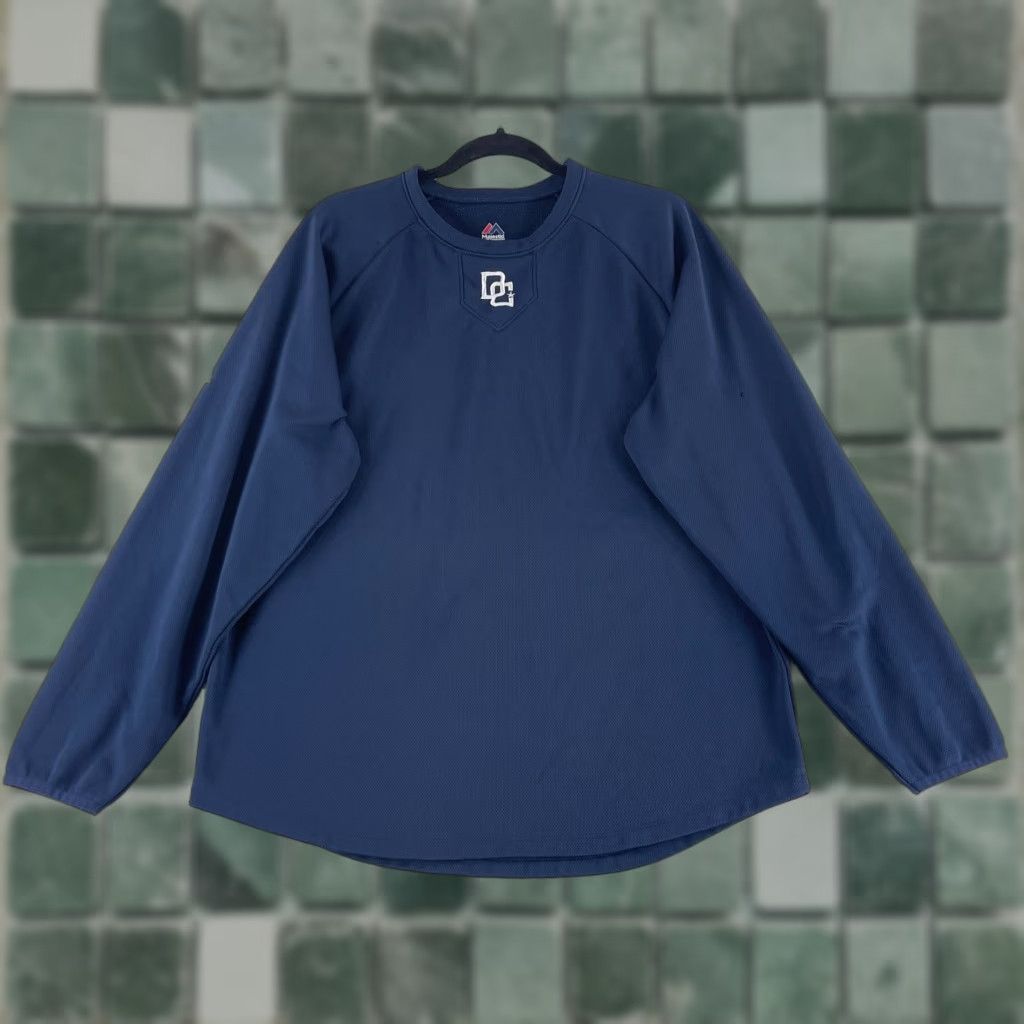 Vintage Majestic Shirt Mens M Blue Long Sleeve Crew Neck Pullover Athletic Casual Sports All Seasons Breathing Easy Care Size US M / EU 48-50 / 2 - 1 Thumbnail