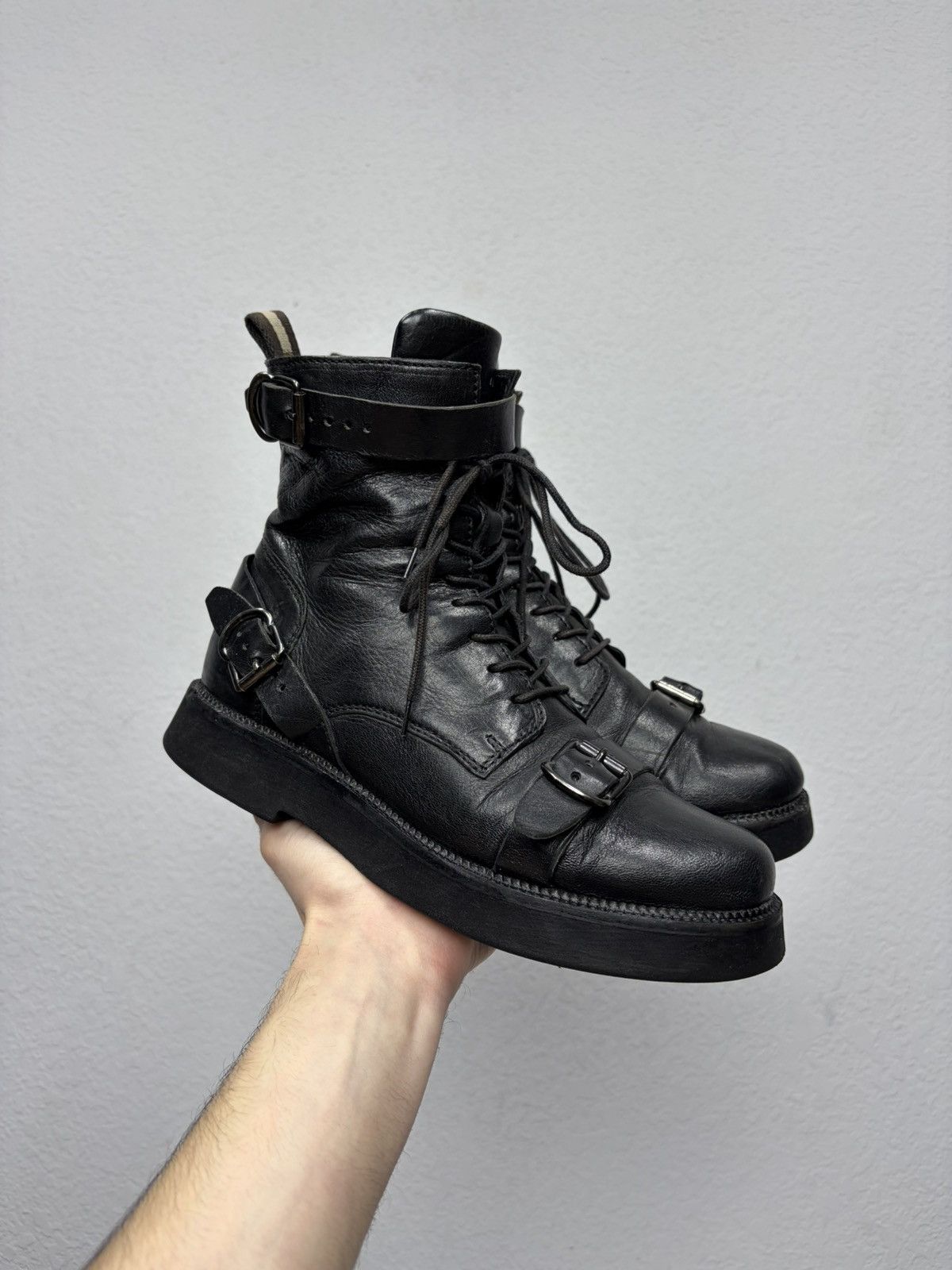If Six Was Nine Vintage 00s Guidi CCP Style Distressed Leather Biker Boots Size US 7 / EU 40 - 17 Thumbnail