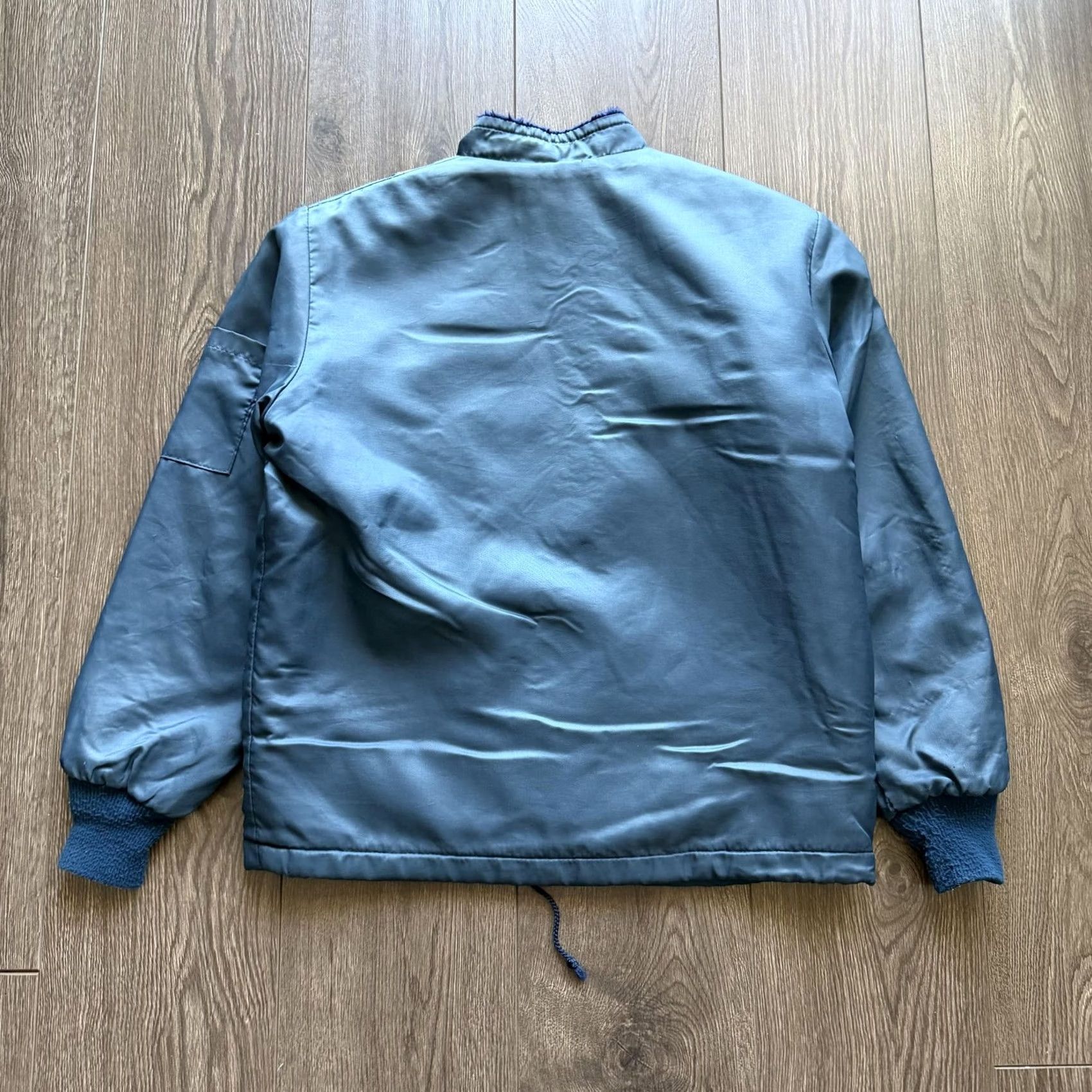 Vintage VINTAGE Racing Jacket Blue Bomber Mens 40 Faux Fur Lined Stripe Nylon Retro Jacket Size US XXS / EU 40 - 7 Thumbnail