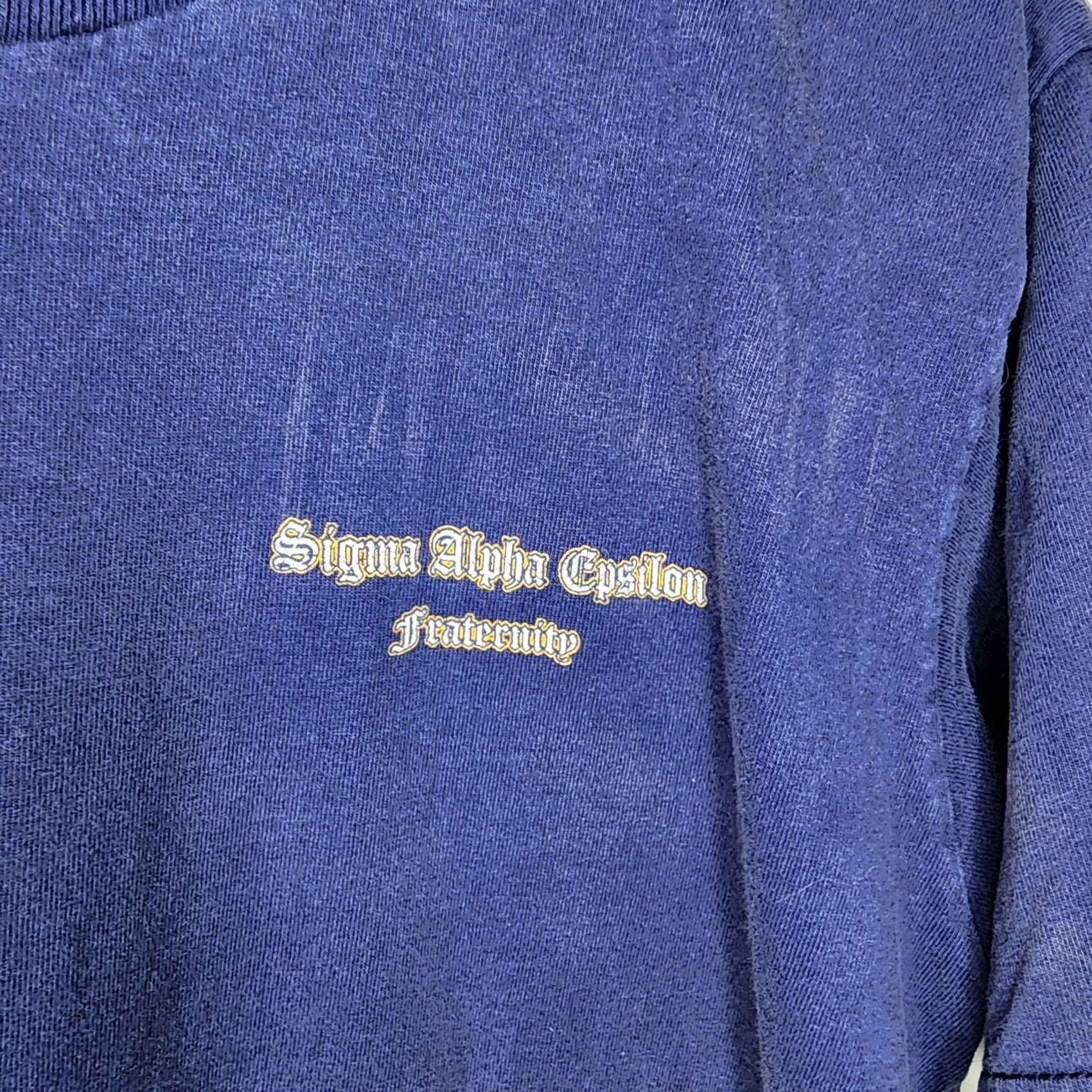 Gildan VINTAGE Gildan Shirt Mens L Blue Sigma Alpha Epsilon Crest 1856 Fraternity Tee Size US L / EU 52-54 / 3 - 5 Thumbnail