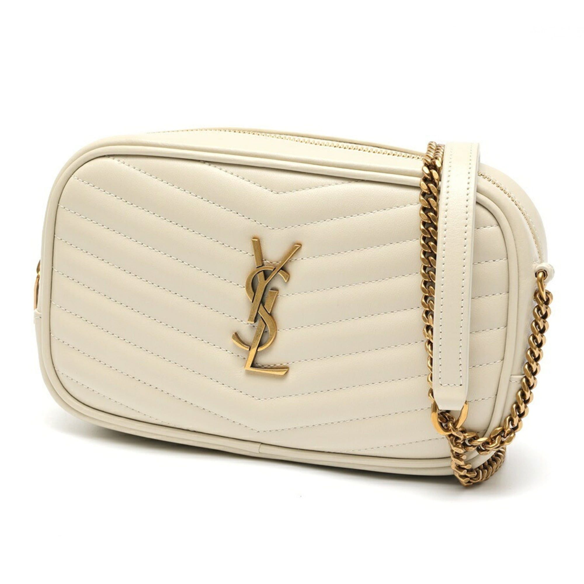 Saint Laurent Paris Saint Laurent Lou Chain Shoulder Bag 748849 Quilted Leather Ivory S-160082 Size ONE SIZE - 1 Thumbnail