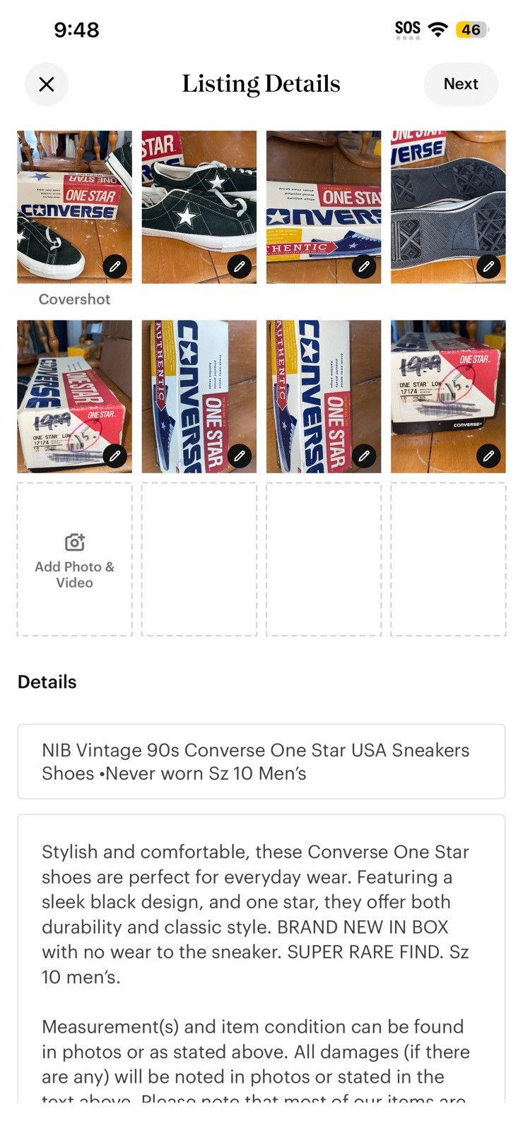 Converse NIB Vintage 90s Converse One Star USA Sneakers Sz 10 Size US 10 / EU 43 - 7 Thumbnail