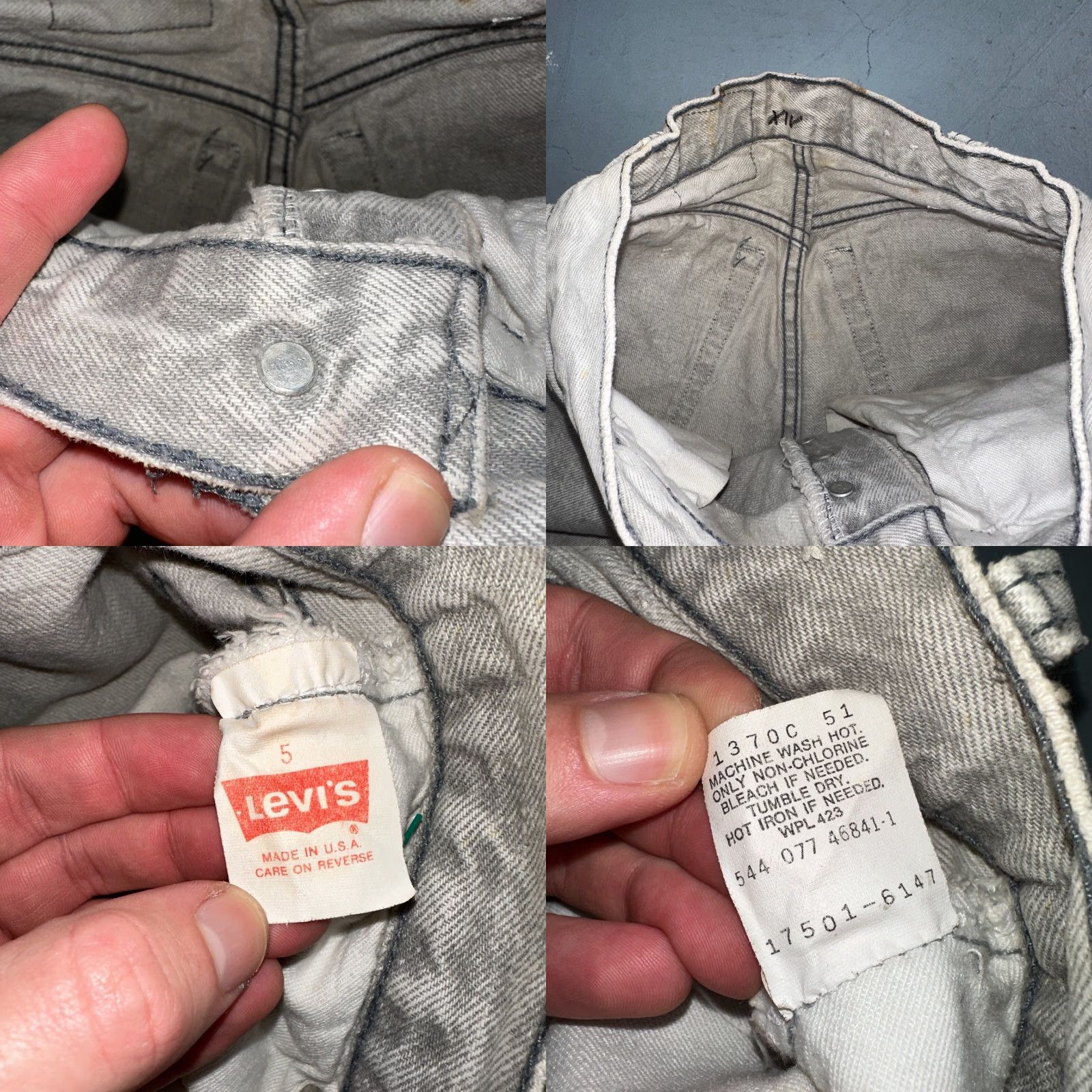 Levi's VINTAGE Levis 501 Jeans Women's Gray Acid Wash 22x29 Button Fly 5 100% Cotton USA Size 27" / US 4 / IT 40 - 9 Thumbnail