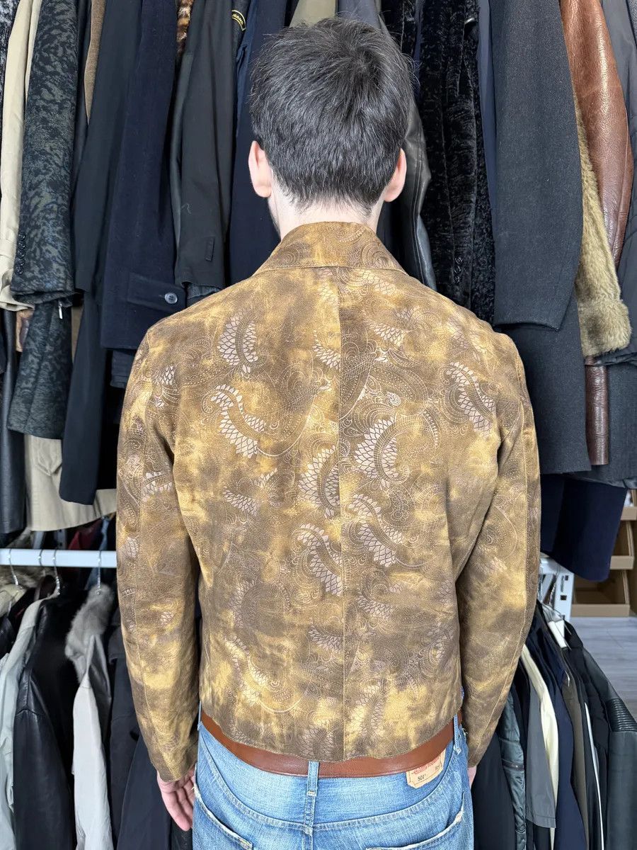 Just Cavalli 2000s Cavalli Brown Spiritual Dragon Faded Leather Premium Jacket Size US M / EU 48-50 / 2 - 4 Thumbnail
