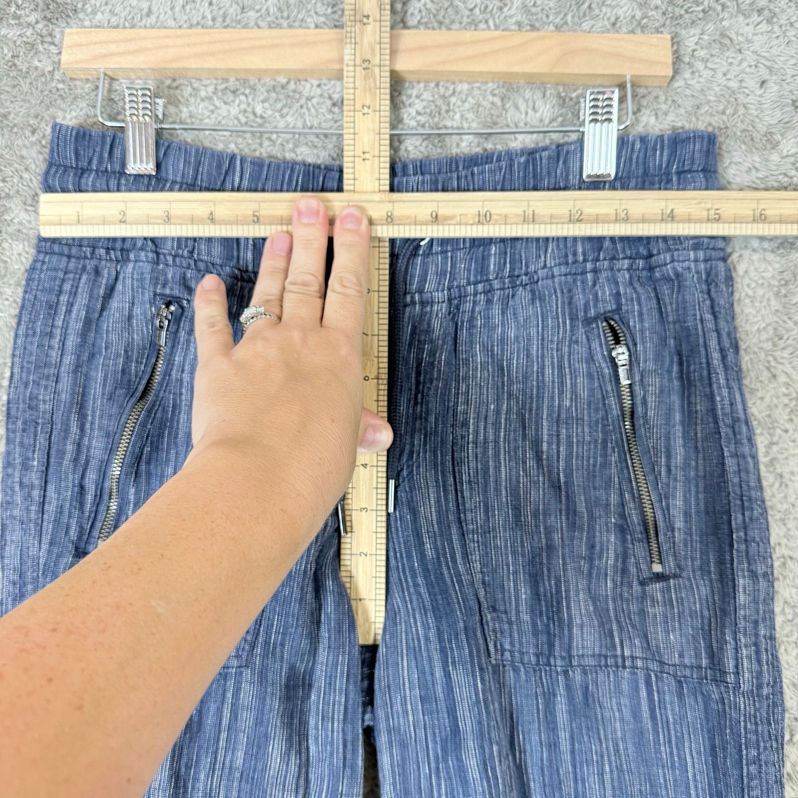 Athleta Athleta Cabo Linen Wide Leg Pant Women 4 Drawstring Blue Size 27" / US 4 / IT 40 - 7 Thumbnail