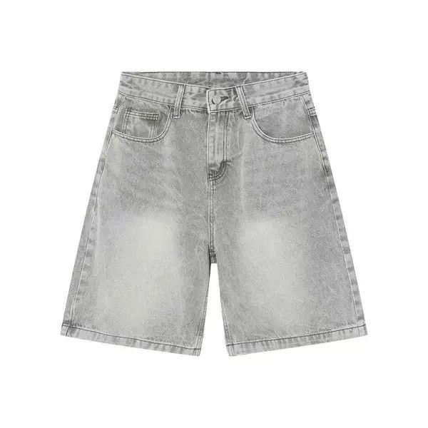 VIBE Faded Gray Washed Loose Fit Denim Shorts Size US 34 / EU 50 - 4 Thumbnail