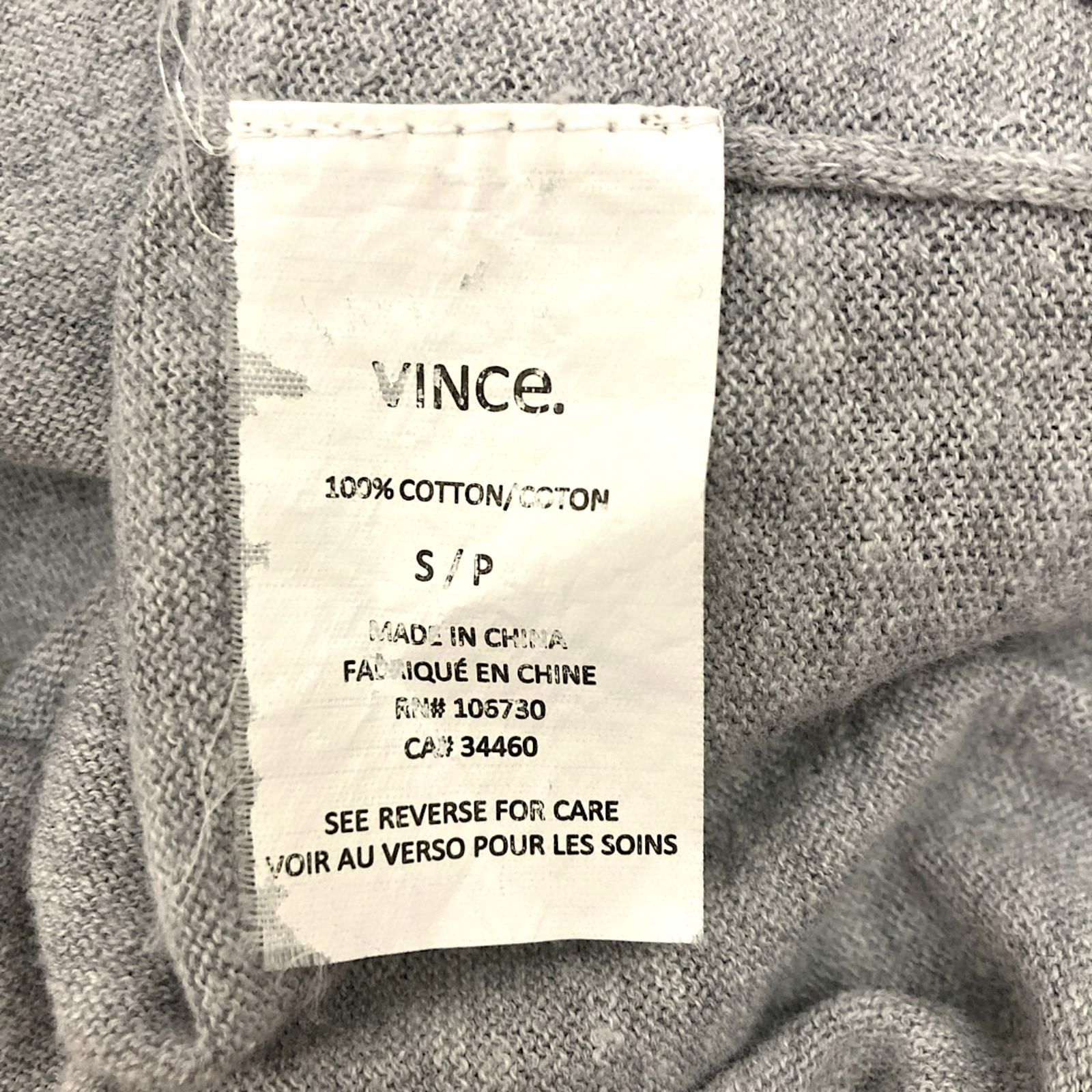 Vince Vince Gray Cotton Sweater Size S / US 4 / IT 40 - 12 Thumbnail