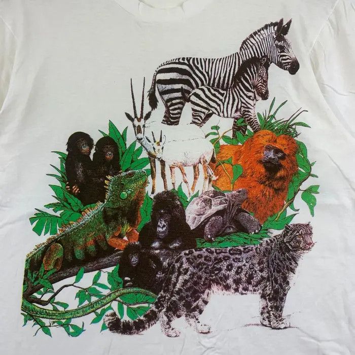 Vintage Vintage 90’ SAFARI AFRICA ZEBRA Animals Painting Tee Shirt Size M / US 6-8 / IT 42-44 - 3 Thumbnail