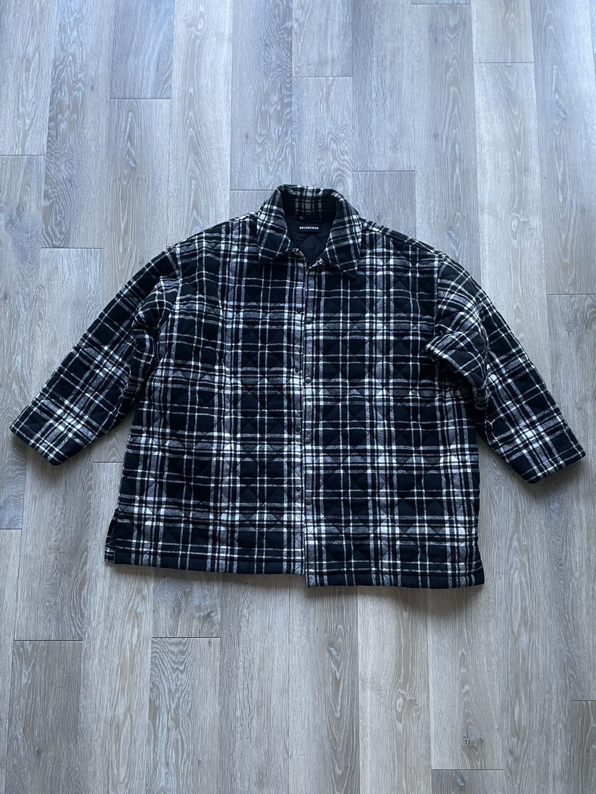 Image of Oversized Balenciaga Flannel Jacket, Men's (Size Small)