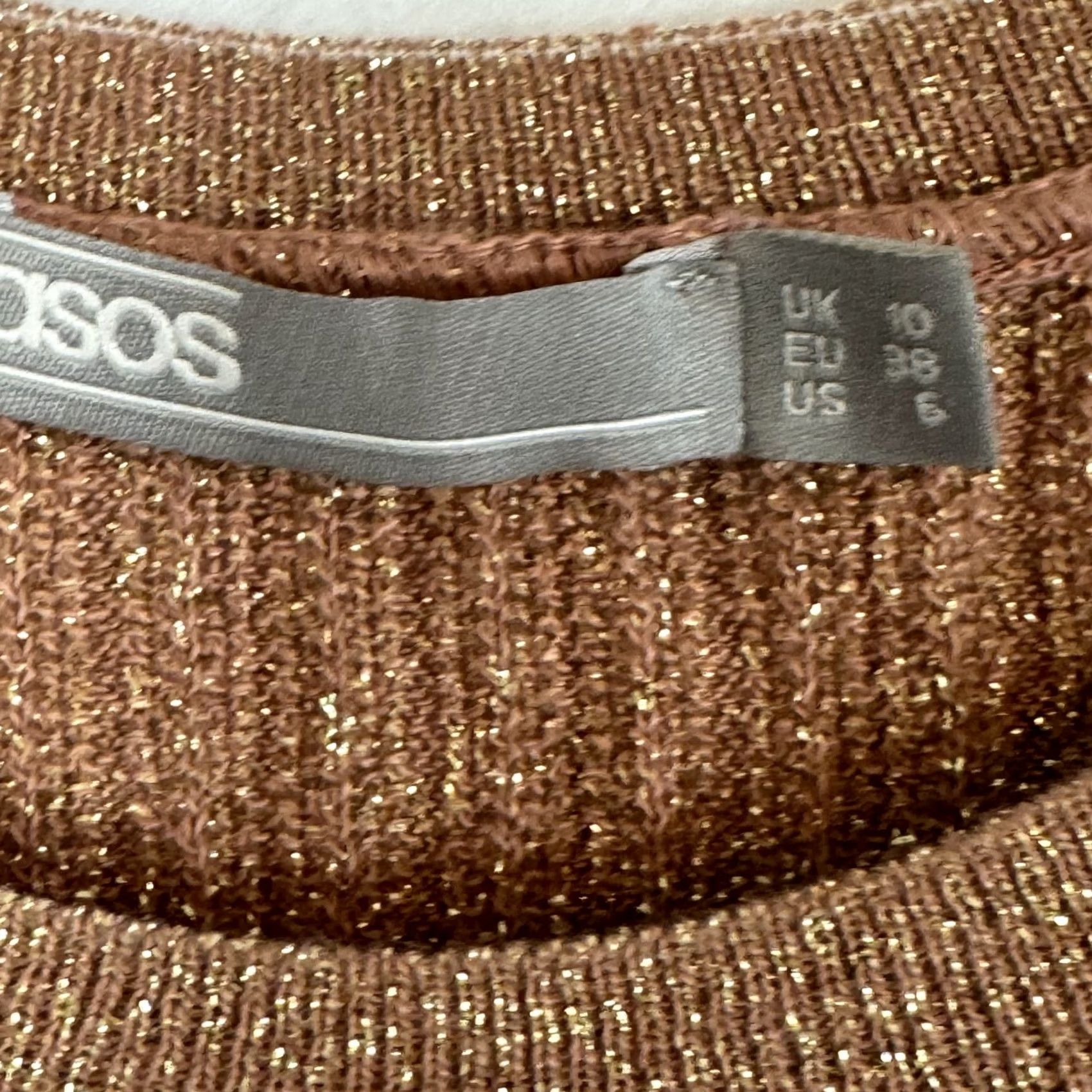 Asos ASOS Tunic Sweater Women’s 6 Brown Copper Sparkle Ribbed Pullover Acrylic W 317 Size M / US 6-8 / IT 42-44 - 6 Thumbnail