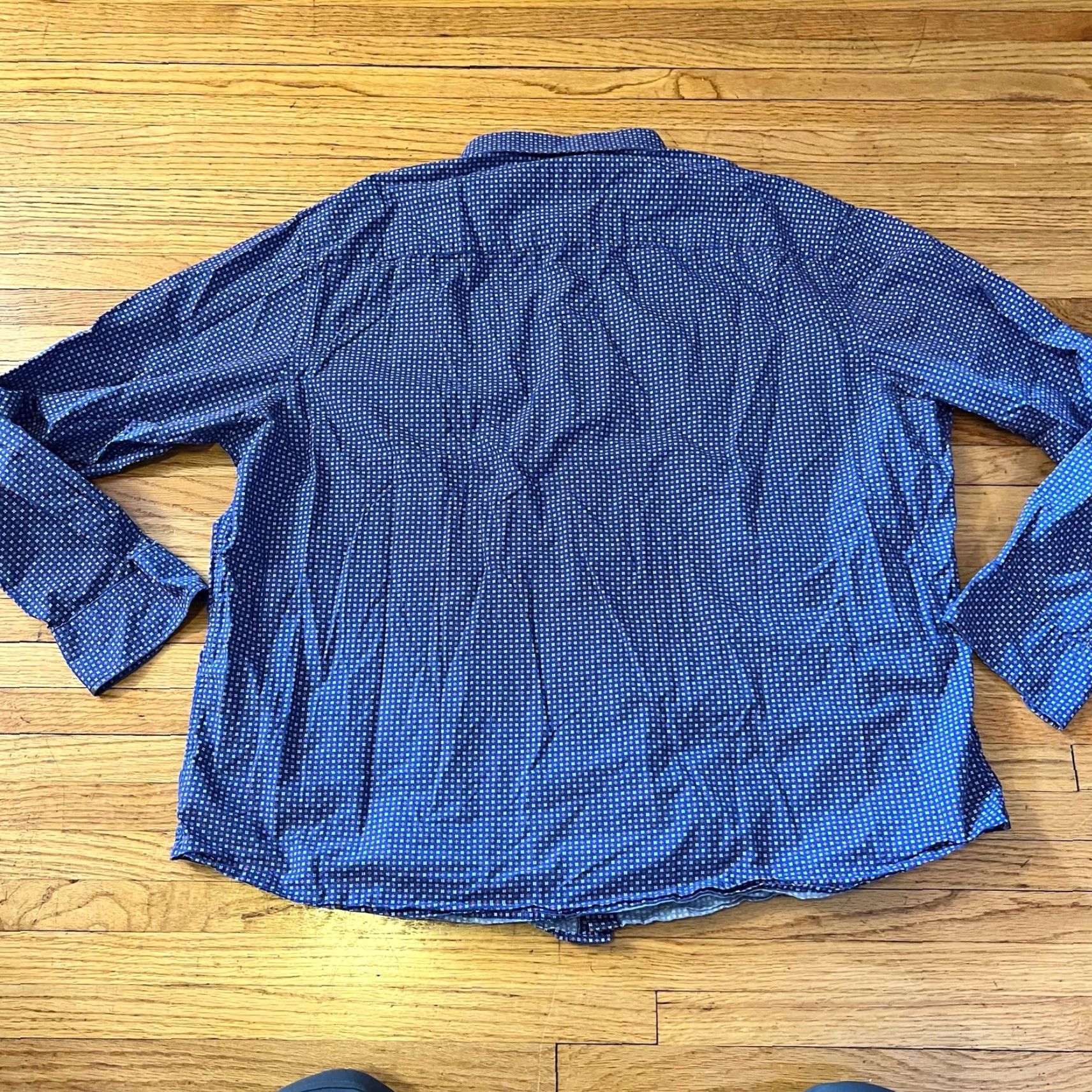 UNTUCKit UNTUCKit Shirt Mens 3XL Blue All Over Print Button Up Long Sleeve Geometric Size US XXL / EU 58 / 5 - 3 Thumbnail