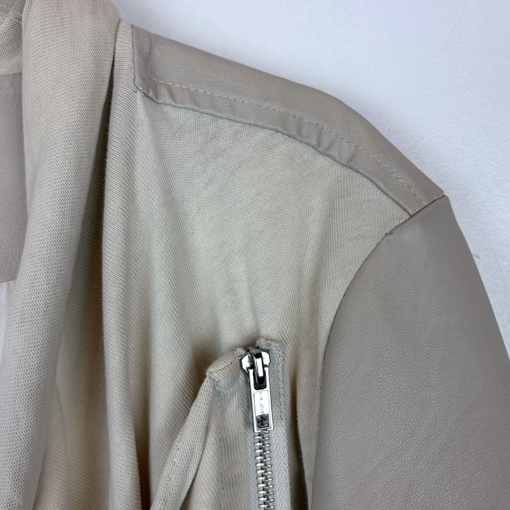 Vintage BLANKNYC Jacket Womens L Ivory Moto Leather Faux Front Zipper Short Drapey Casual Size L / US 10 / IT 46 - 7 Thumbnail