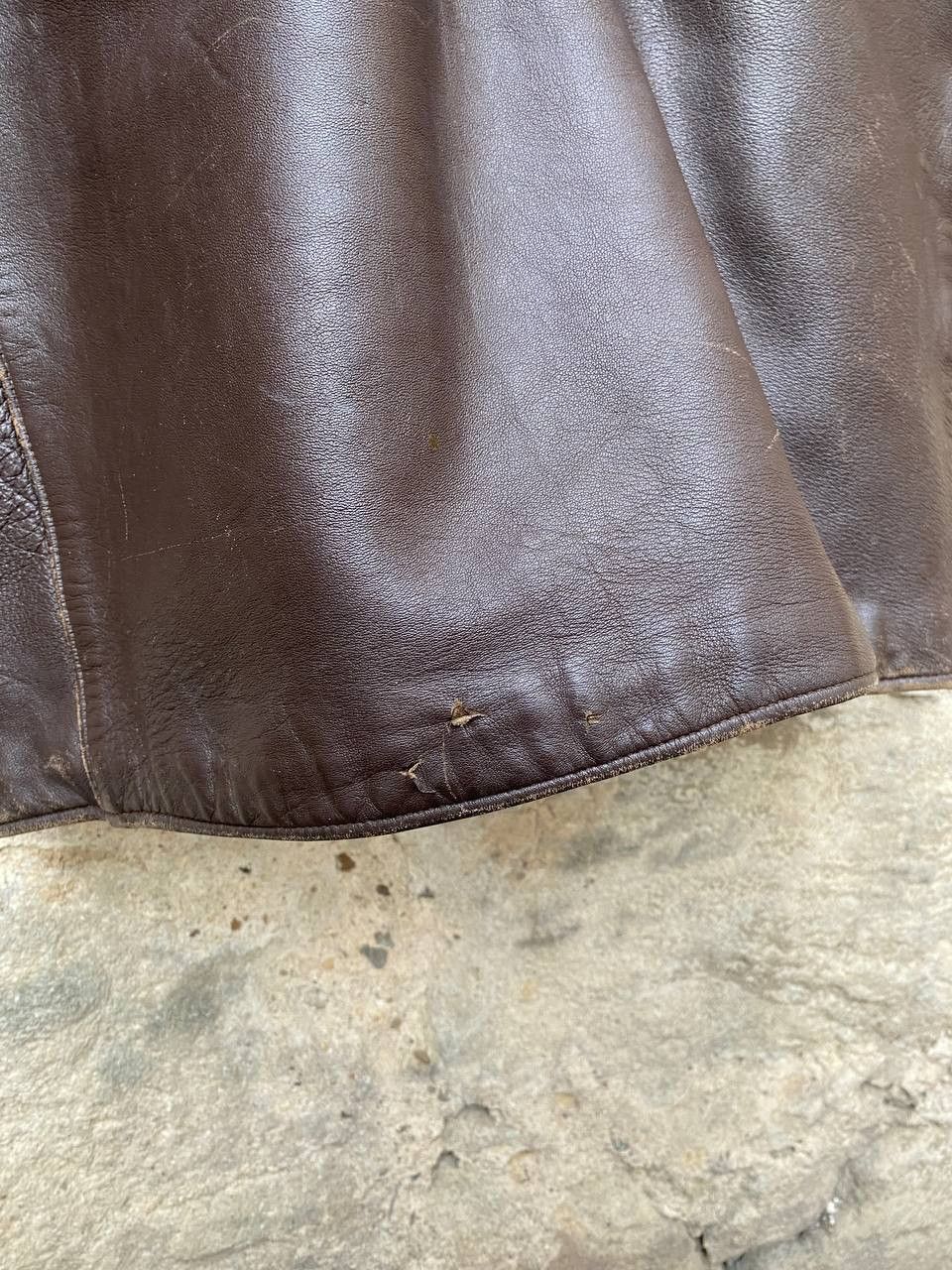 Vintage Retro 30s 40s Brown French BARNSTORMER Leather Coat Size US L / EU 52-54 / 3 - 11 Thumbnail