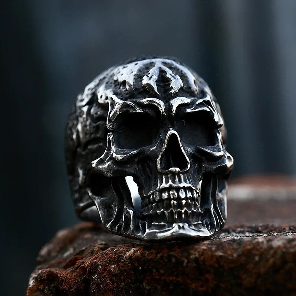 Vintage Black Skull Ring Size ONE SIZE - 3 Thumbnail