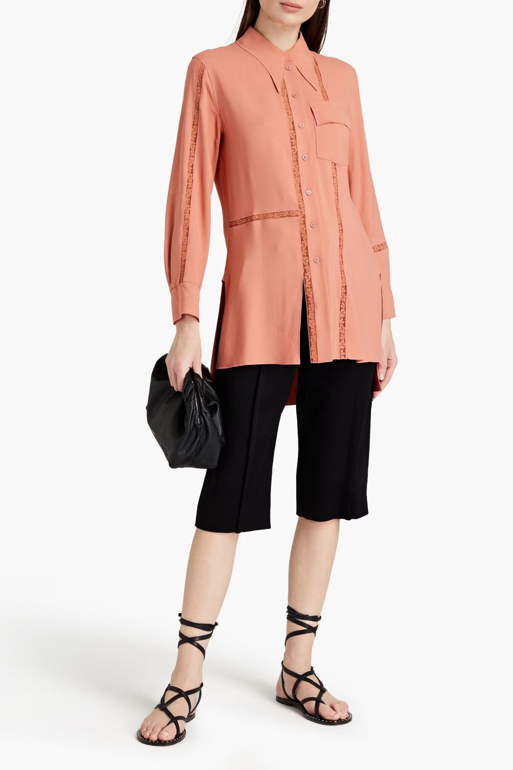 Chloe o1y0825 Lace Shirt in Salmon Pink Size M / US 6-8 / IT 42-44 - 2 Thumbnail