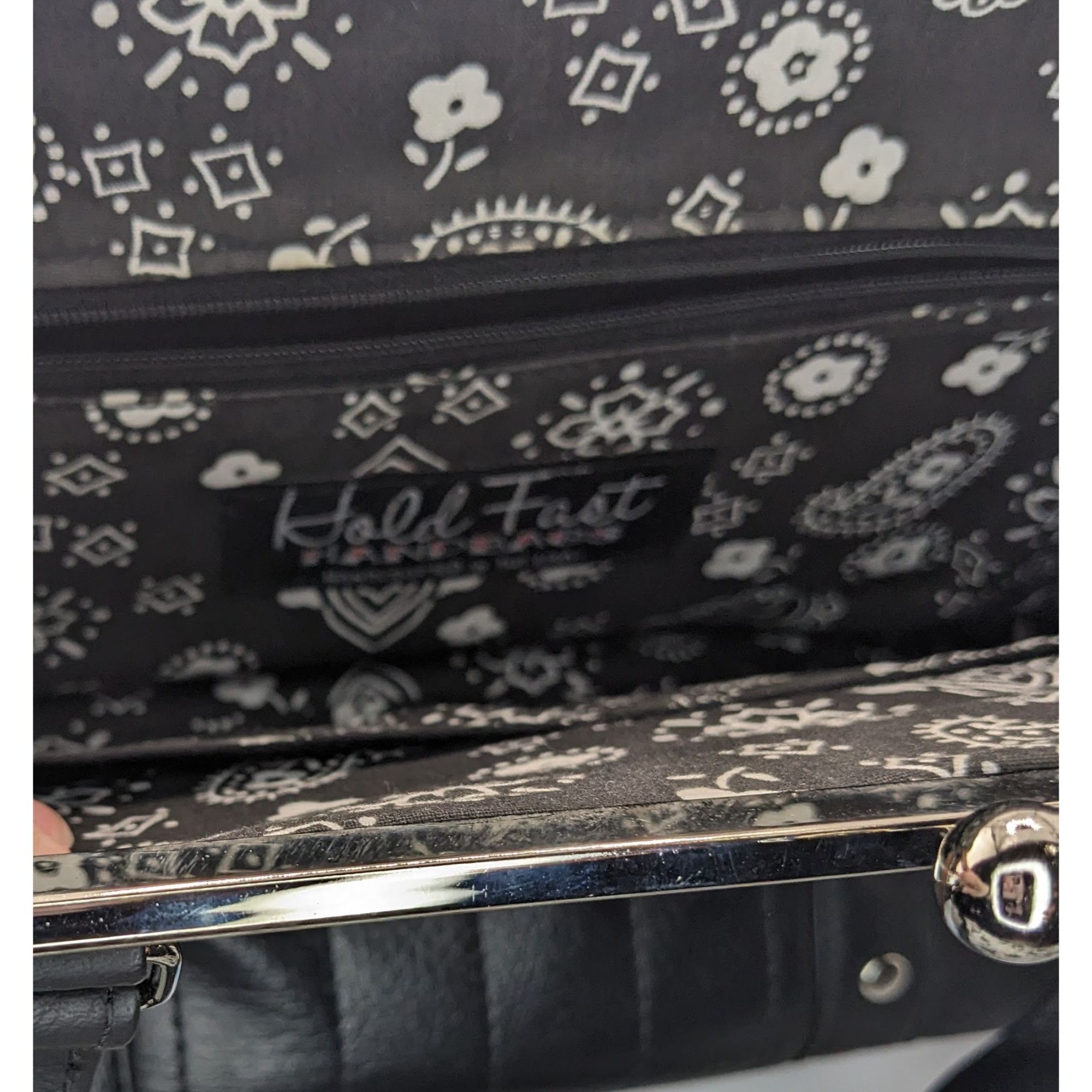 Other Hold Fast Handmade Gothic Black Faux Leather Handbag With Si Size ONE SIZE - 10 Thumbnail