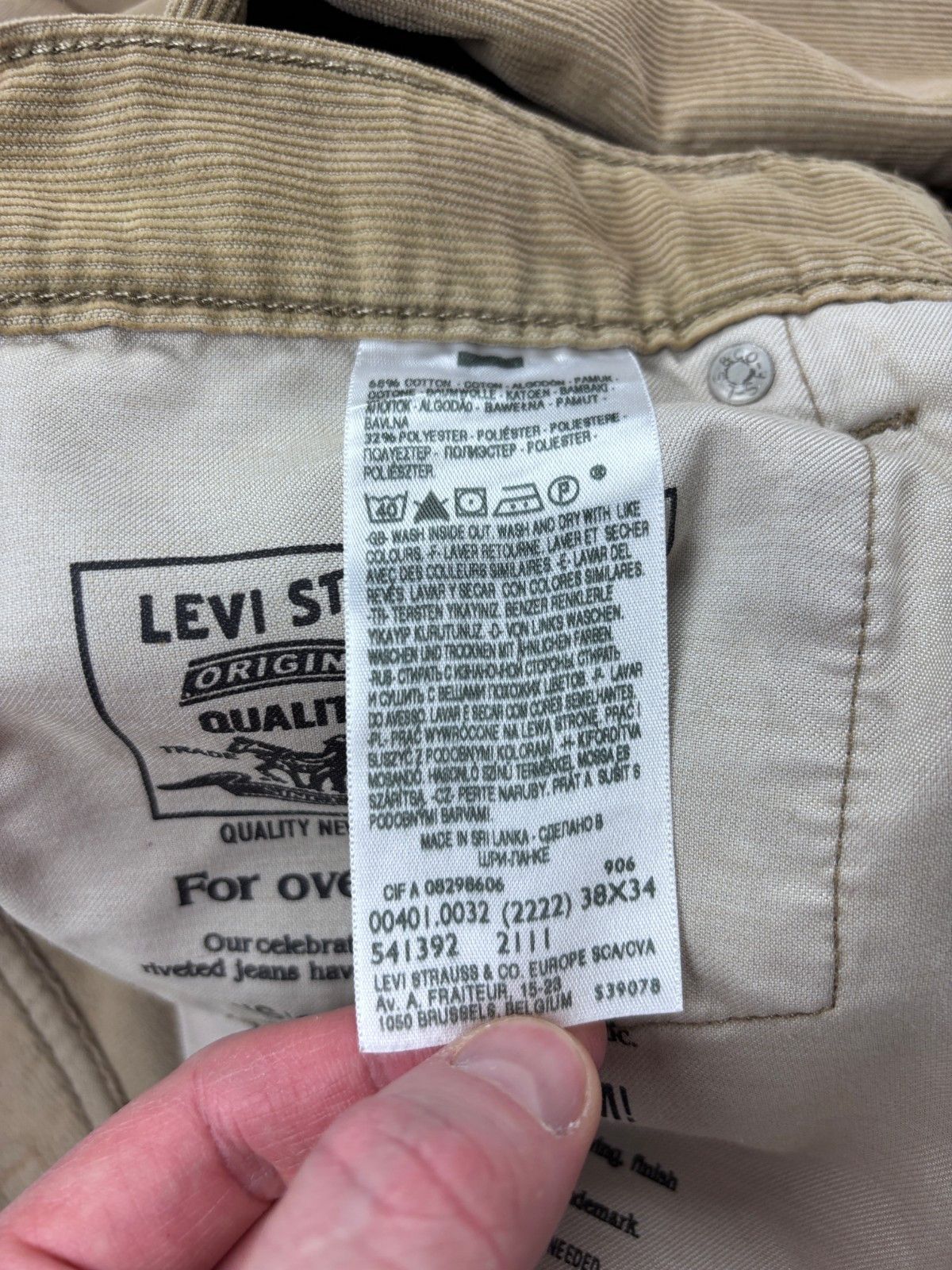 Levi's Mens Levis 401 Button Fly Corduroy Pants White Tab 38x34 Size US 38 / EU 54 - 10 Thumbnail