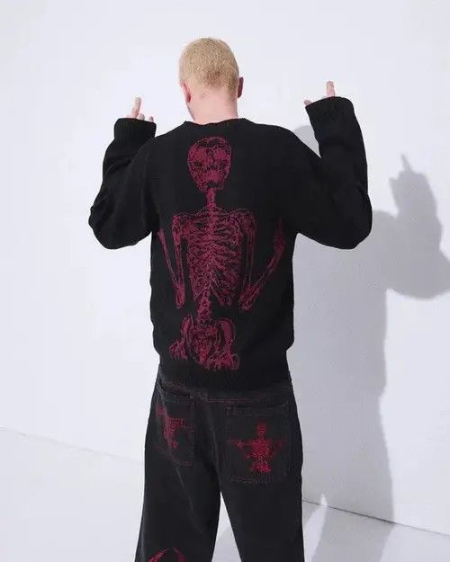 Jean Retro y2k skeleton print black jeans Size 30" / US 8 / IT 44 - 3 Thumbnail
