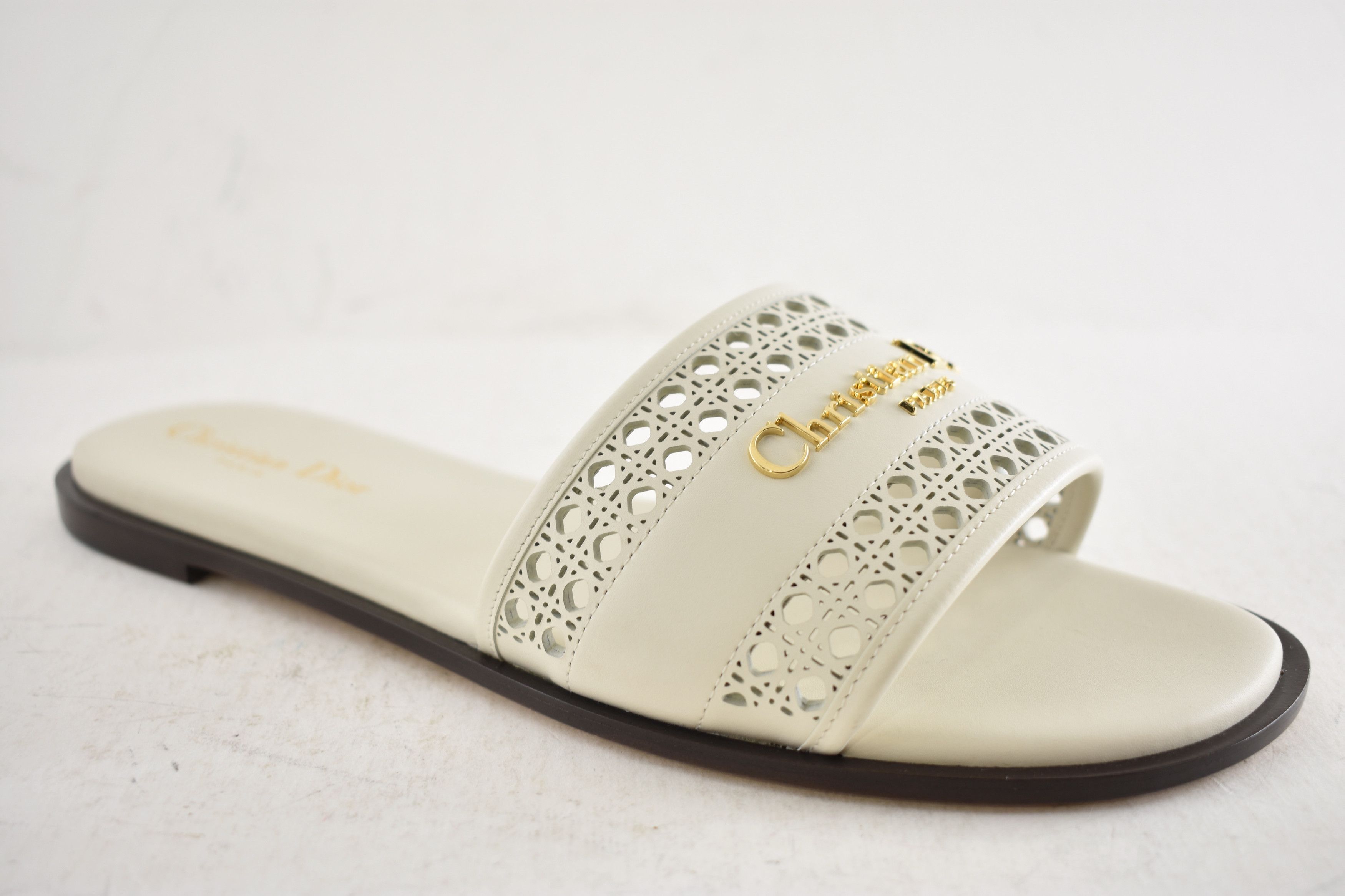 Dior D-Lane Dway Micro Cannage Leather Logo Slide Flat Sandal 39 Size US 9 / IT 39 - 6 Thumbnail