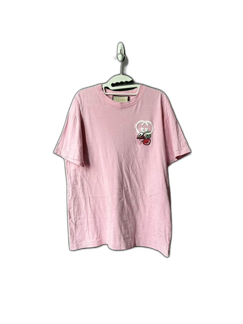 Gucci Gucci Pink Cherry Embroidered Short Sleeve Shirt Size US S / EU 44-46 / 1 - 1 Thumbnail