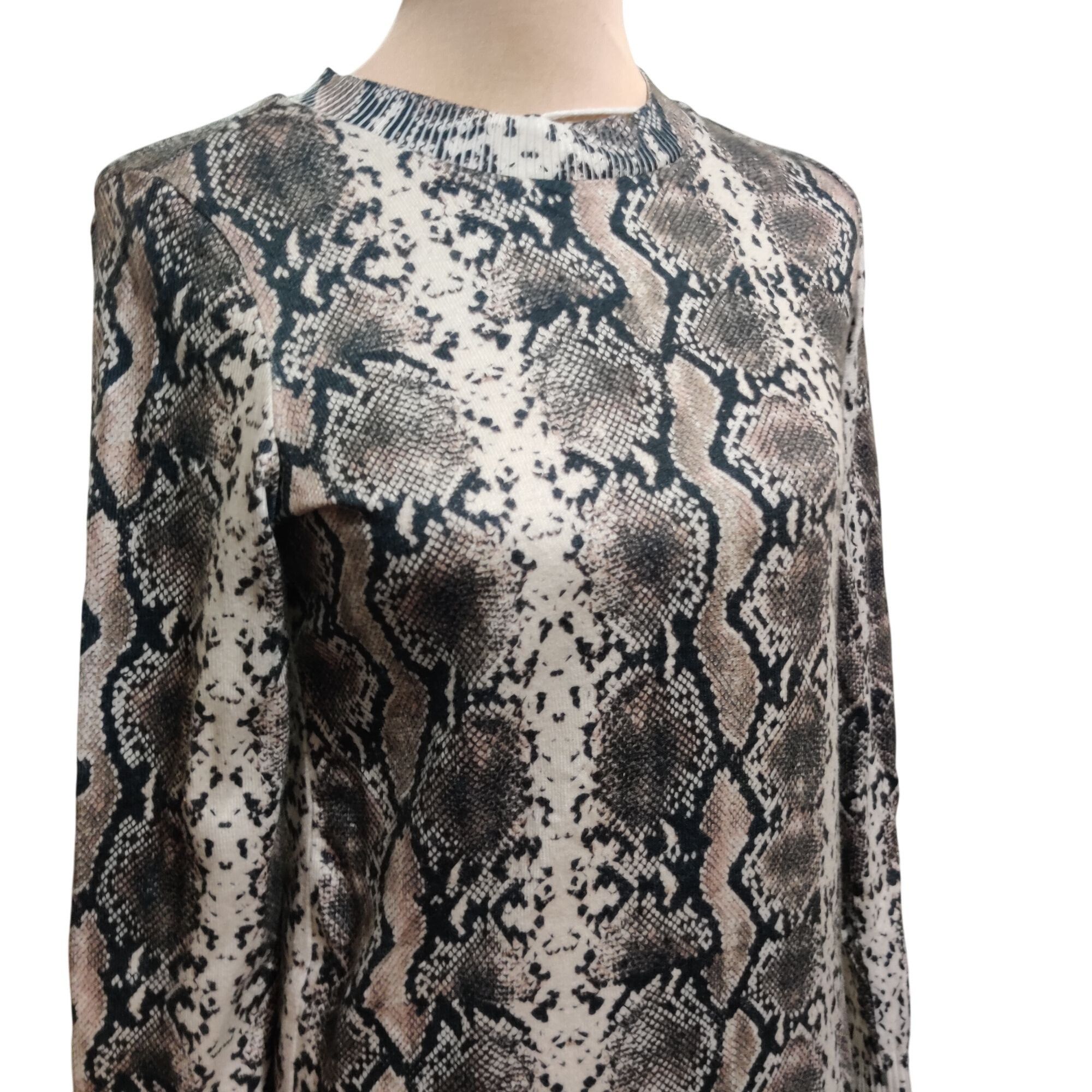 Other Vero Moda S Snakeskin Print Long Sleeve Bodycon Sweater Dres Size S / US 4 / IT 40 - 2 Thumbnail
