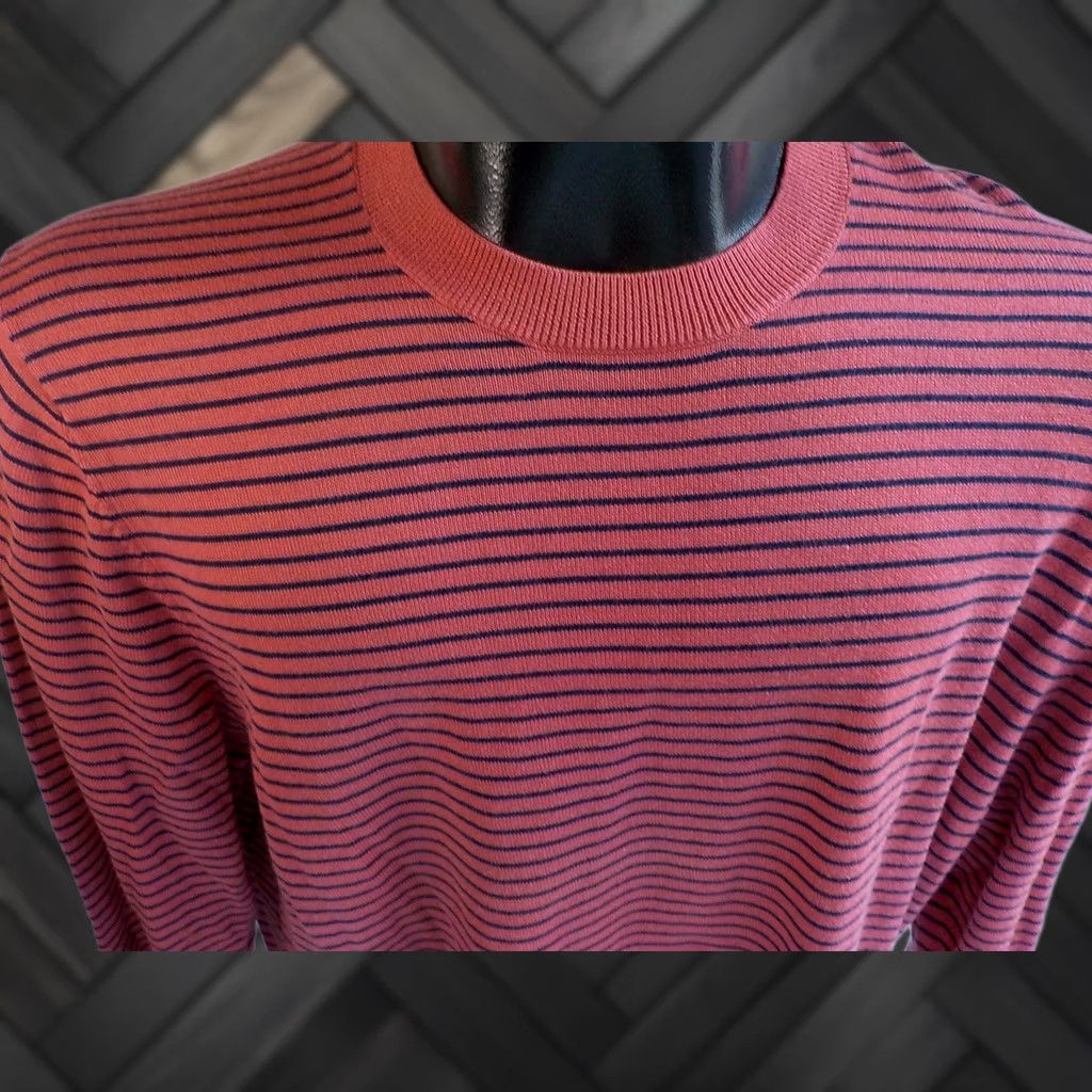 Brooks Brothers BROOKS BROTHERS LS Striped Pullover Crewneck Sweater-Dark Pink/Navy-Cotton-SZ LG Size US L / EU 52-54 / 3 - 1 Thumbnail
