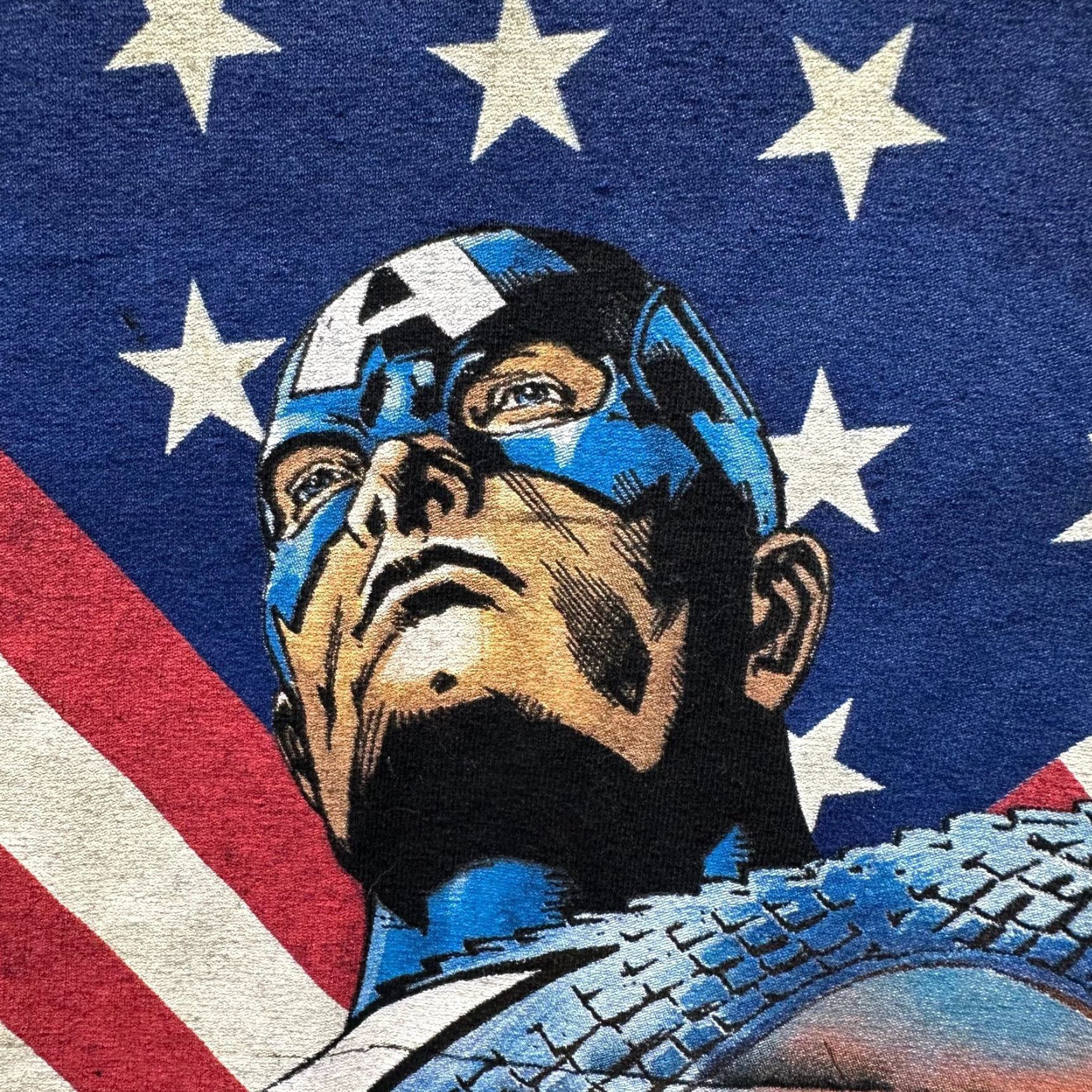 Vintage Captain America Shirt Adult 2XL Blue Marvel Comics Mens T-Shirt Short Sleeve Crew Neck Cotton Logo Pattern Solid Size US XXL / EU 58 / 5 - 5 Thumbnail