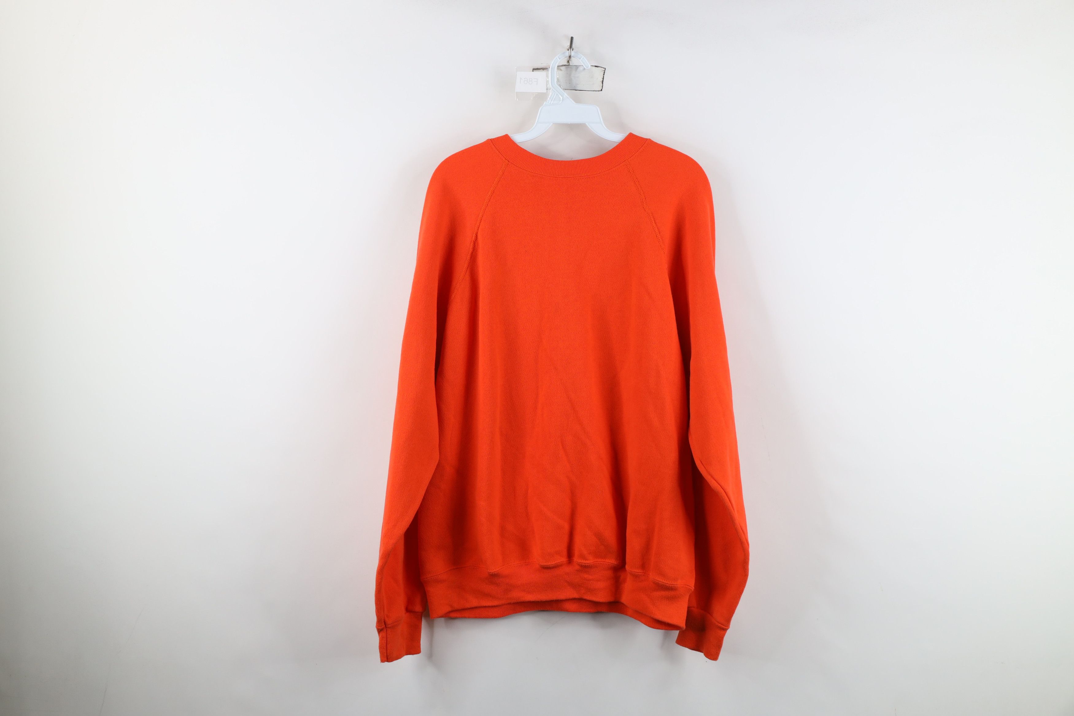 Vintage Vintage 90s Streetwear Blank Raglan Sweatshirt Orange USA Size US L / EU 52-54 / 3 - 11 Thumbnail