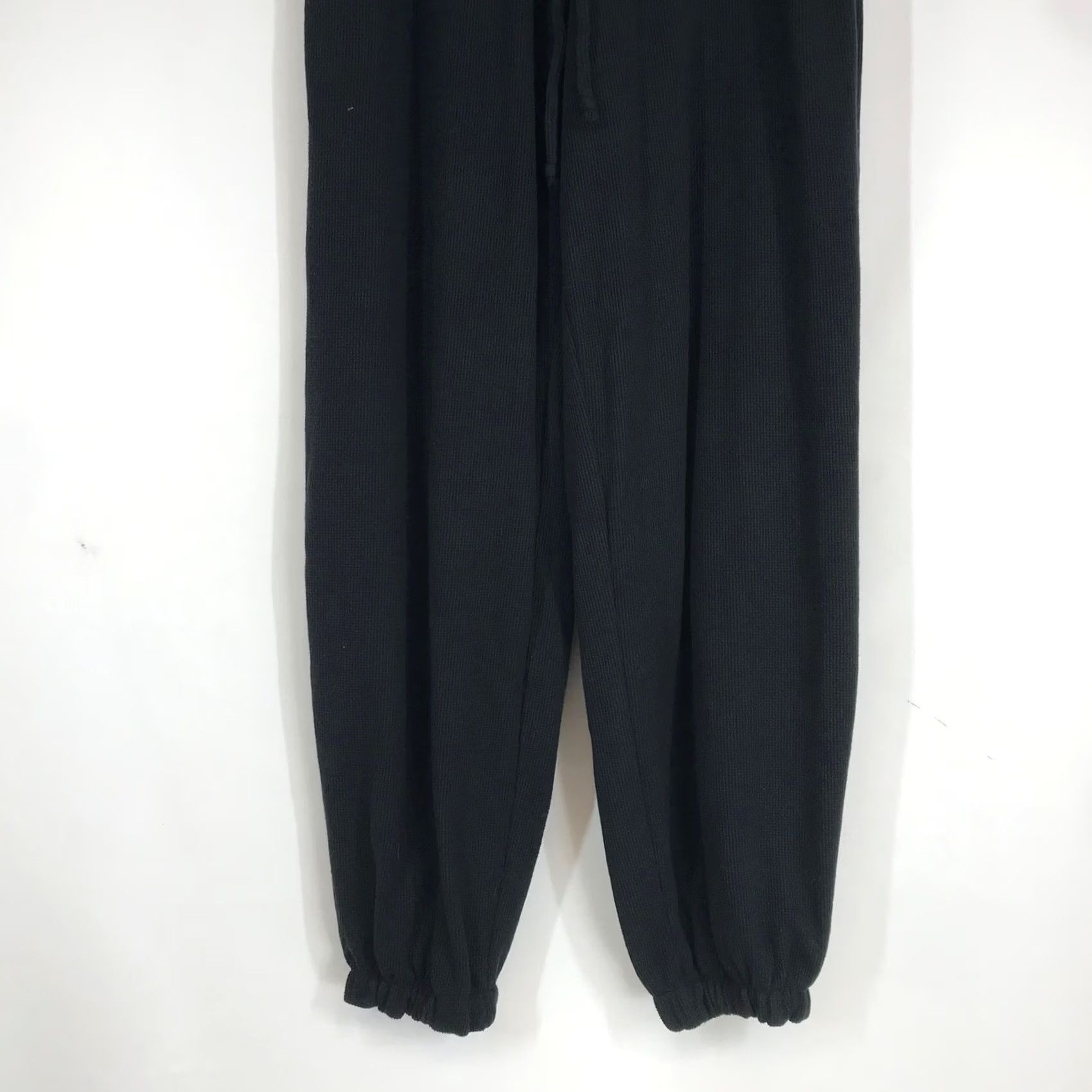 Vintage Gilly Hicks Women Jogger Black Tapered Waffle Knit Thermal Drawstring Long Size S Tall Size 28" / US 6 / IT 42 - 3 Thumbnail