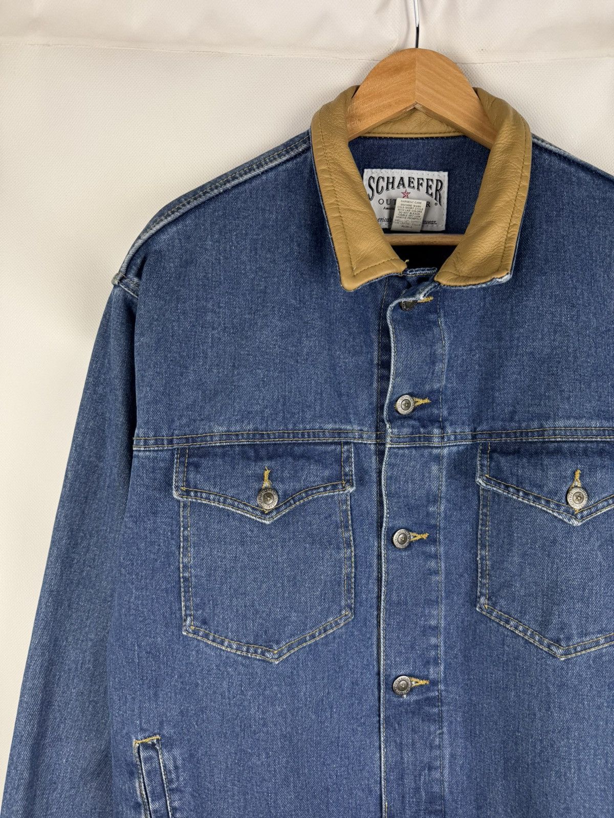 Other Schaefer Outfitter Denim Leather Collar Trucker Jacket Size US XL / EU 56 / 4 - 4 Thumbnail