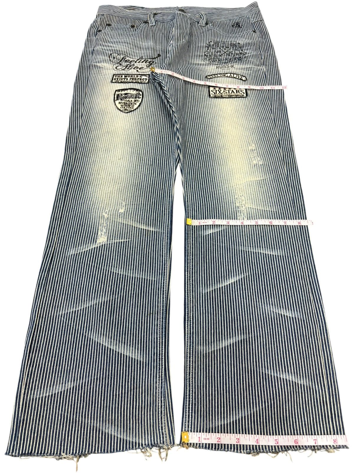 Yoshiyuki Konishi Vintage Japanese Brand Hickory Patched Bootcut Jeans Size US 34 / EU 50 - 13 Thumbnail