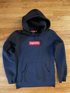 Supreme box logo on sale hooded sweatshirt navy