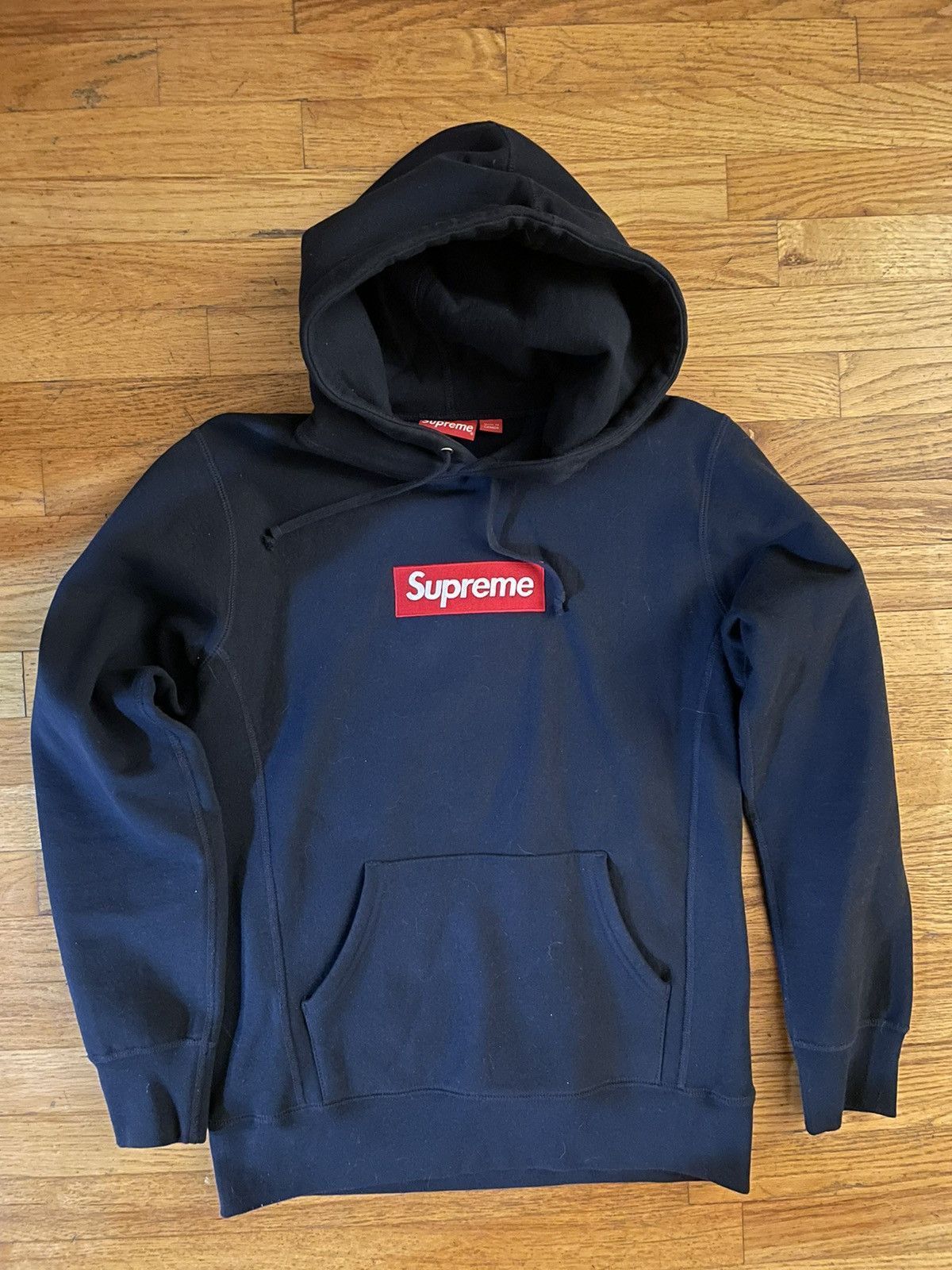image of Supreme Fw16 Box Logo Hooded Sweatshirt Navy Bogo Hoodie, Men's (Size Medium)