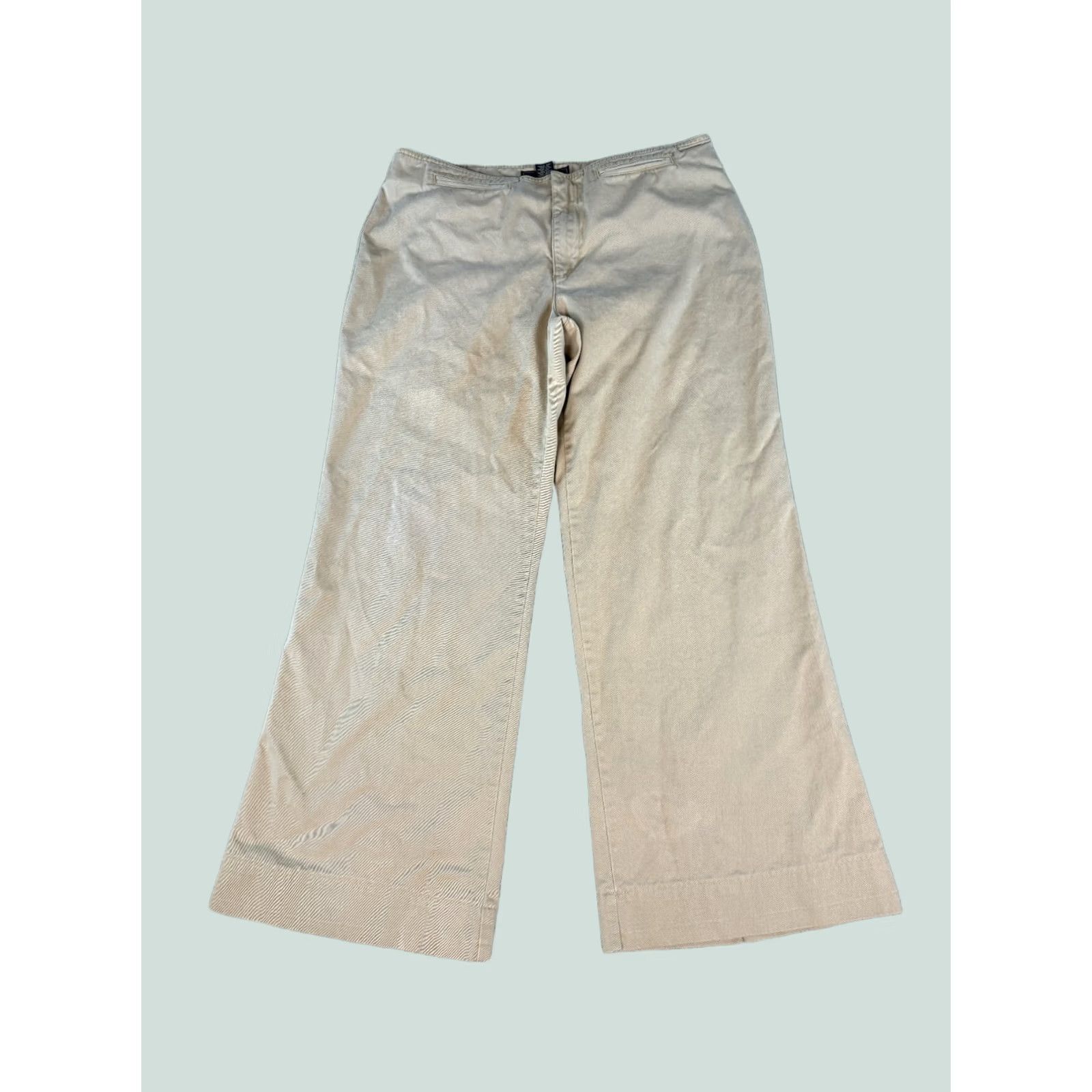 Abercrombie & Fitch Abercrombie & Fitch Womens Khaki Pants Size 14 34x30 Wide Leg Beige Casual Workwear Size 36" / US 14 / IT 50 - 1 Thumbnail