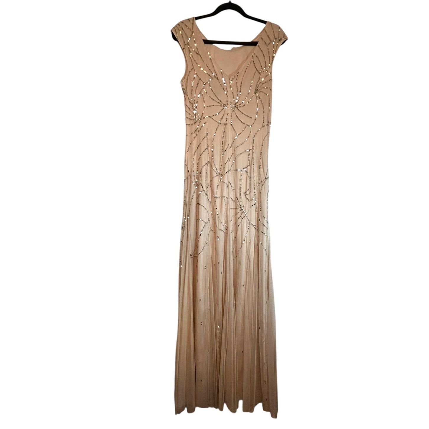 Adrianna Papell Adrianna Papell Blush Sequined Gown - Size 10 Size L / US 10 / IT 46 - 4 Thumbnail