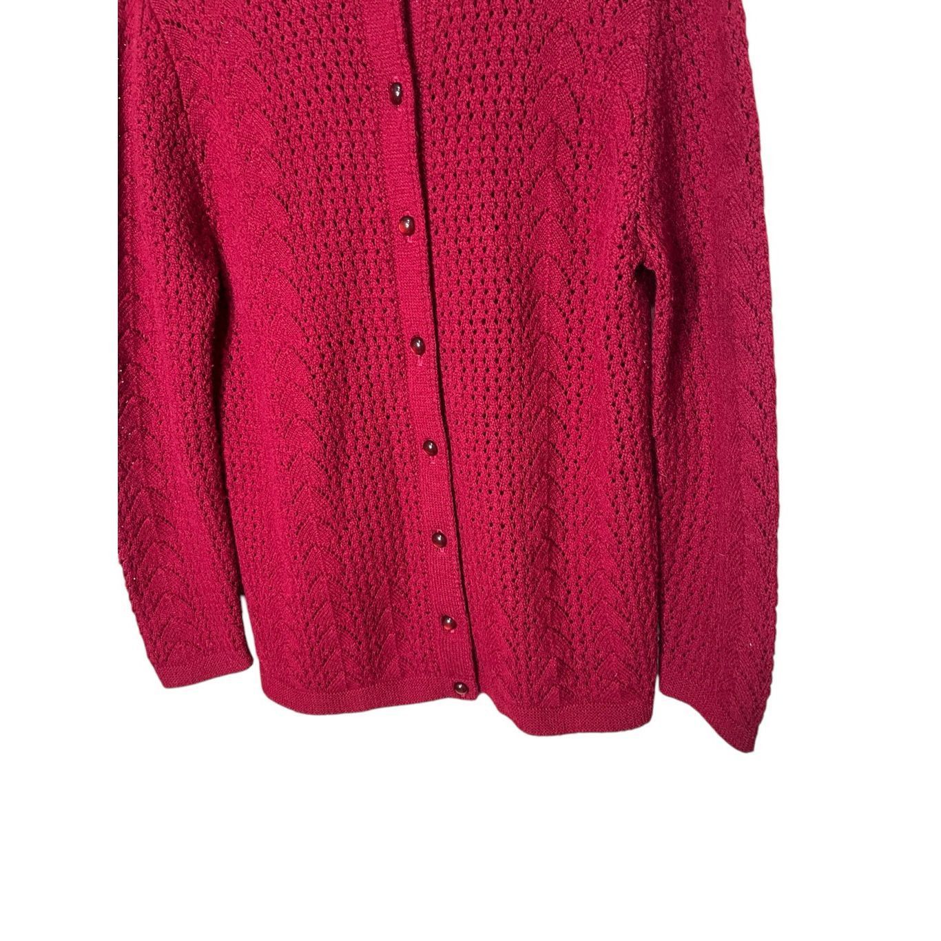 Other Vintage Duet Creations Red Knit Cardigan Sweater Size M Size M / US 6-8 / IT 42-44 - 3 Thumbnail